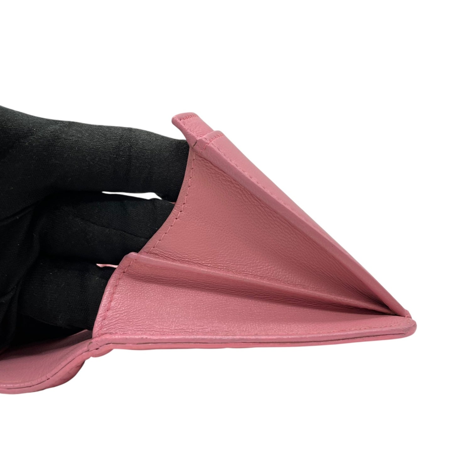 シャネル CHANEL カメリア ラムスキン 長財布 ウォレット ピンク ココマーク シルバー エンボス レディース W4