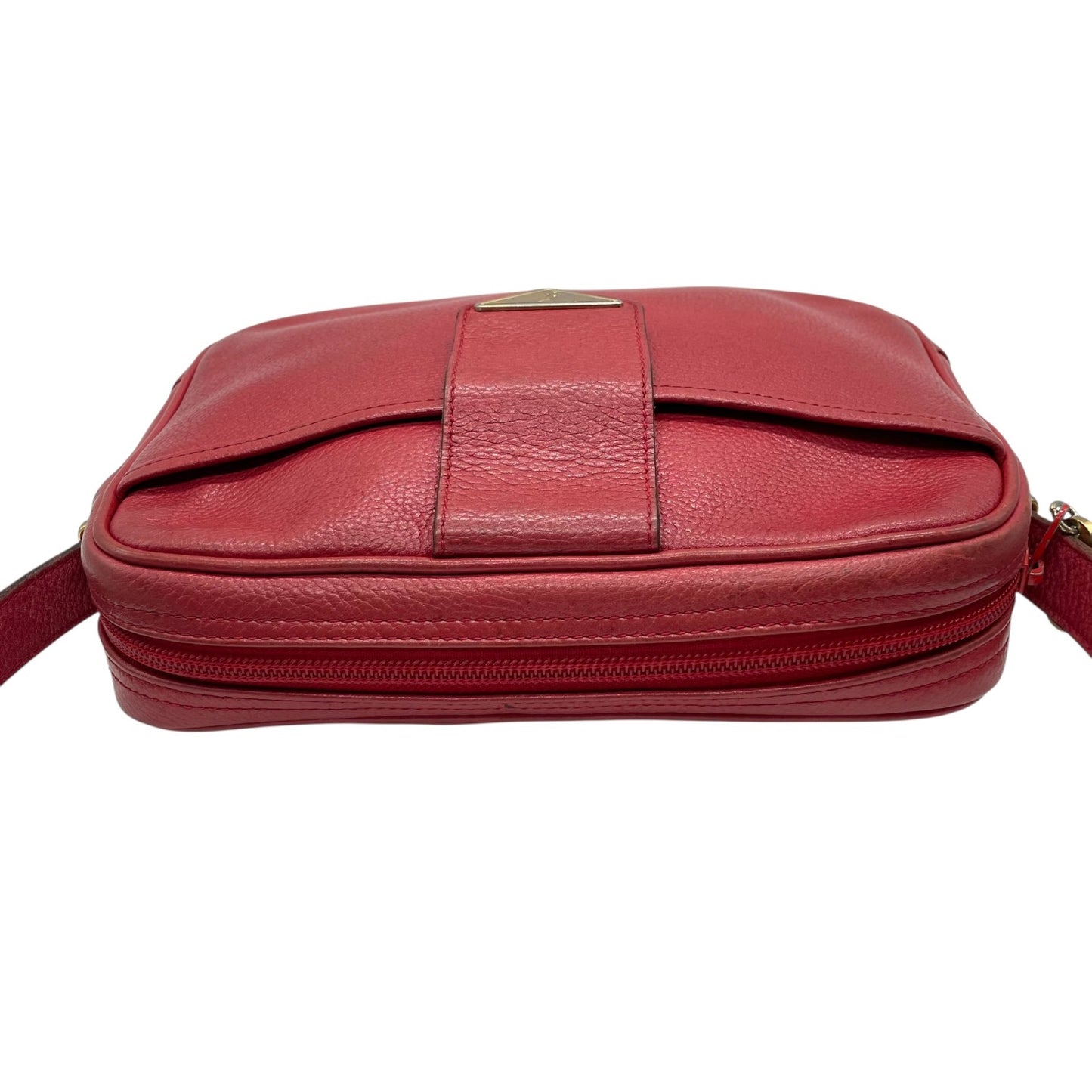 イヴサンローラン Yves Saint Laurent YSL ヴィンテージ ショルダーバッグ 赤 レッド レザー ゴールドロゴ 金金具 コンパクト A1