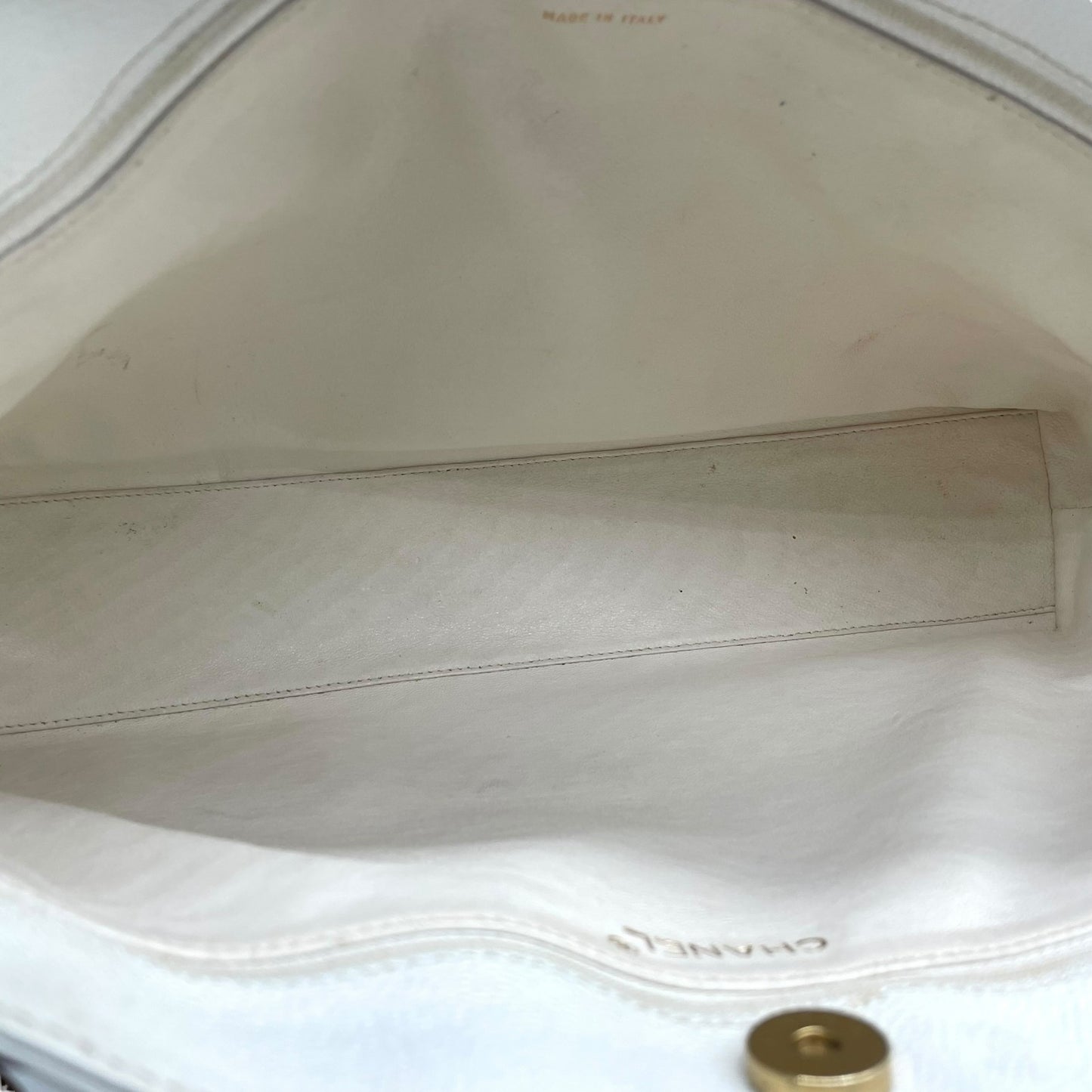 シャネル CHANEL トートバッグ キャビアスキン マトラッセ ココマーク 白 ホワイト ブラウンチェーン シルバー金具 C