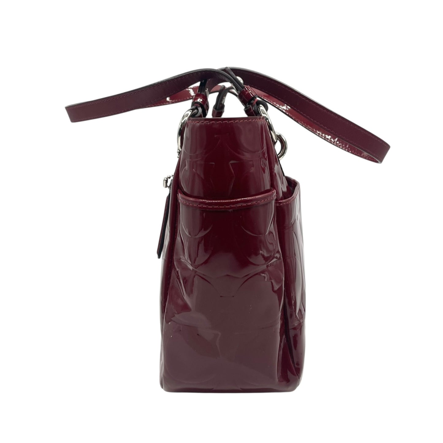 コーチ COACH トートバッグ シグネチャー エナメル レザー ボルドー ワインレッド 赤 レディース 肩掛け可能 S84