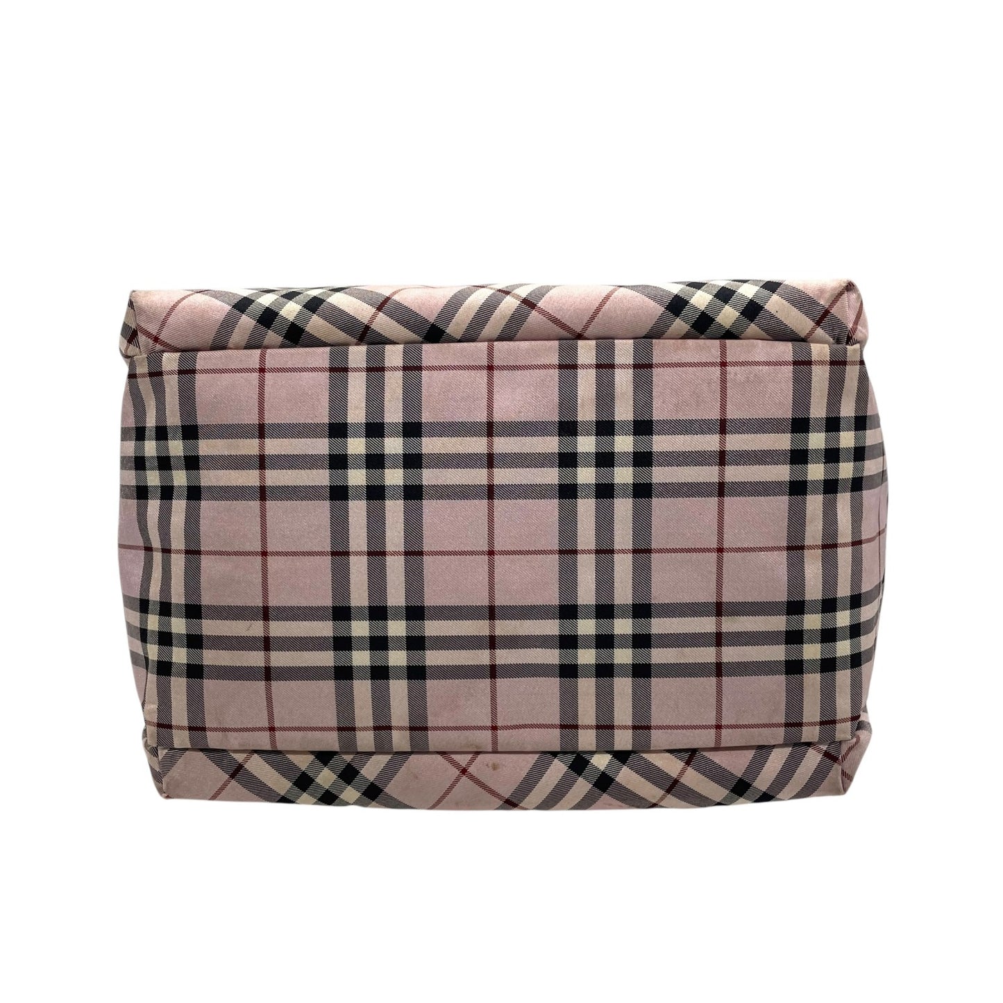 BURBERRY BLUE LABEL バーバリーブルーレーベル ハンドバッグ ノバチェック ピンク ブラウン シルバー金具 ナイロン レザー ファスナー開閉 ミニトート 手提げ ヴィンテージ レディース U9