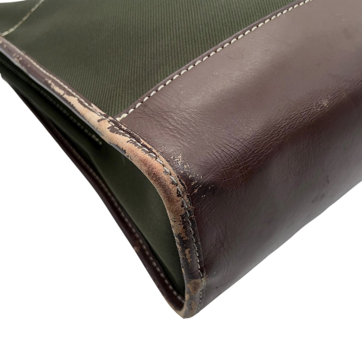 ハンティングワールド HUNTING WORLD トートバッグ ビジネスバッグ キャンバス×レザー グリーン×ブラウン 緑 茶色 メンズ S14