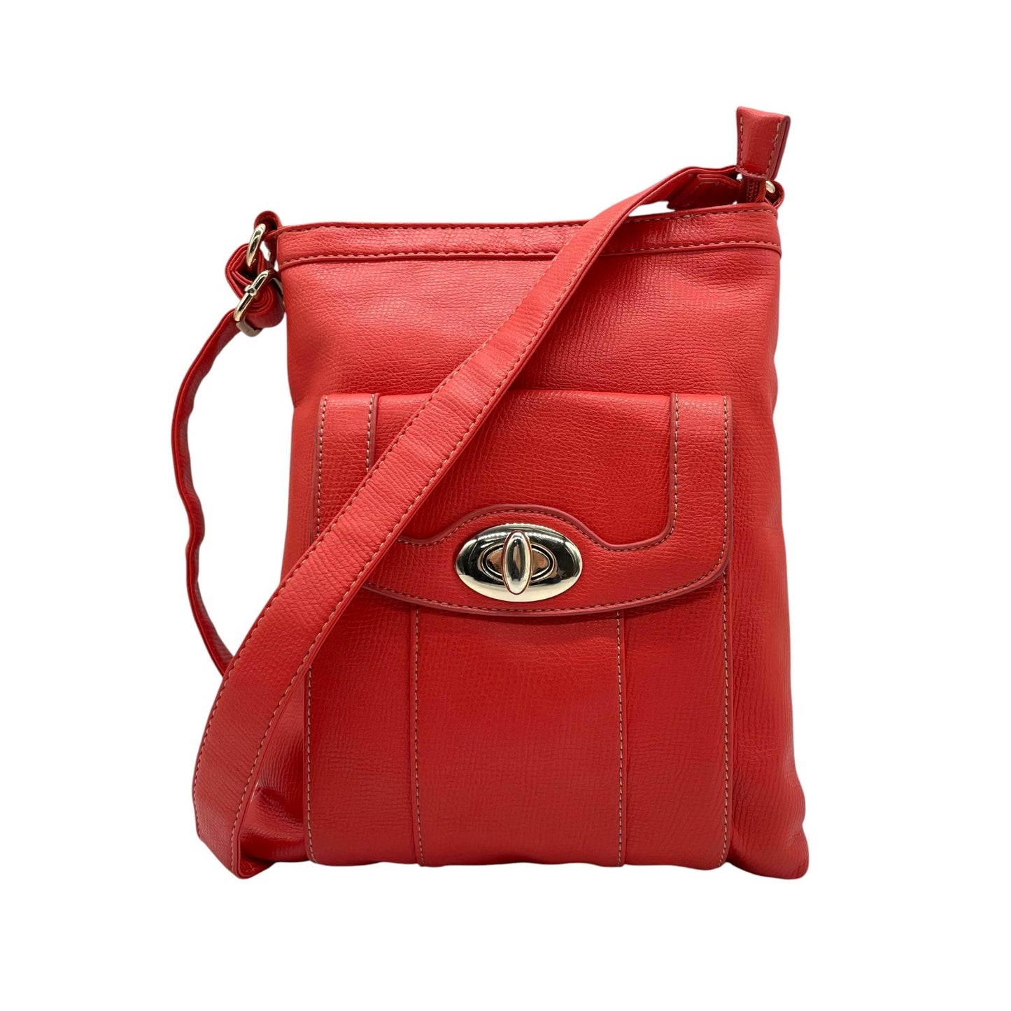 モノコムサ MONO COMME CA ショルダーバッグ レッド レザー フラップポケット付き スタイリッシュ T2