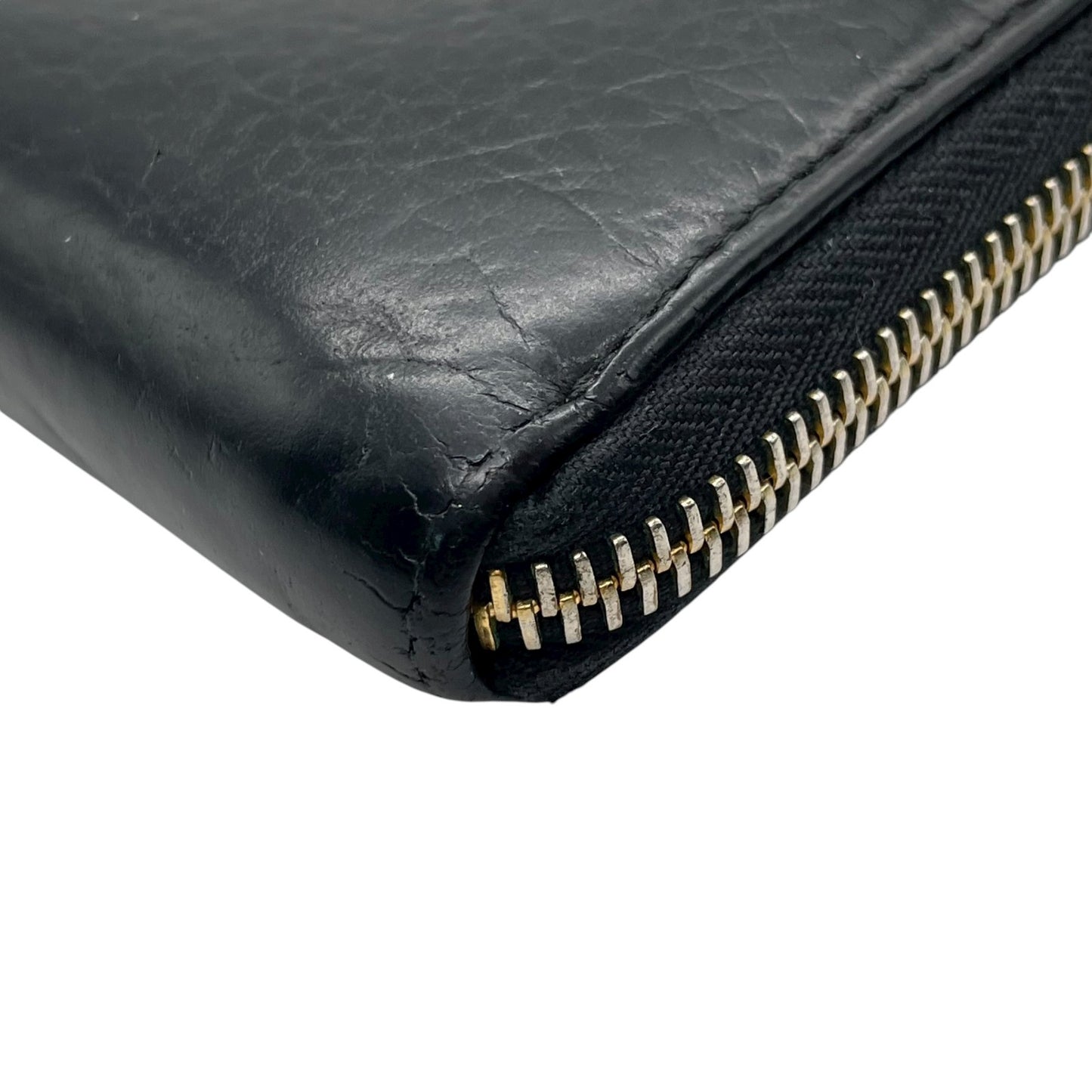 プラダ PRADA レザー ラウンドファスナー 長財布 黒 ブラック 金金具 ゴールドロゴ L字ファスナー 本革 ジップアラウンドウォレット M5