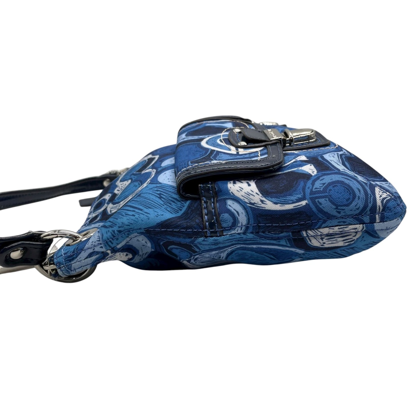 美品 コーチ COACH ハンドバッグ ショルダーバッグ シグネチャー アート柄 ダブルポケット 青 ブルー Y2K 00s S90