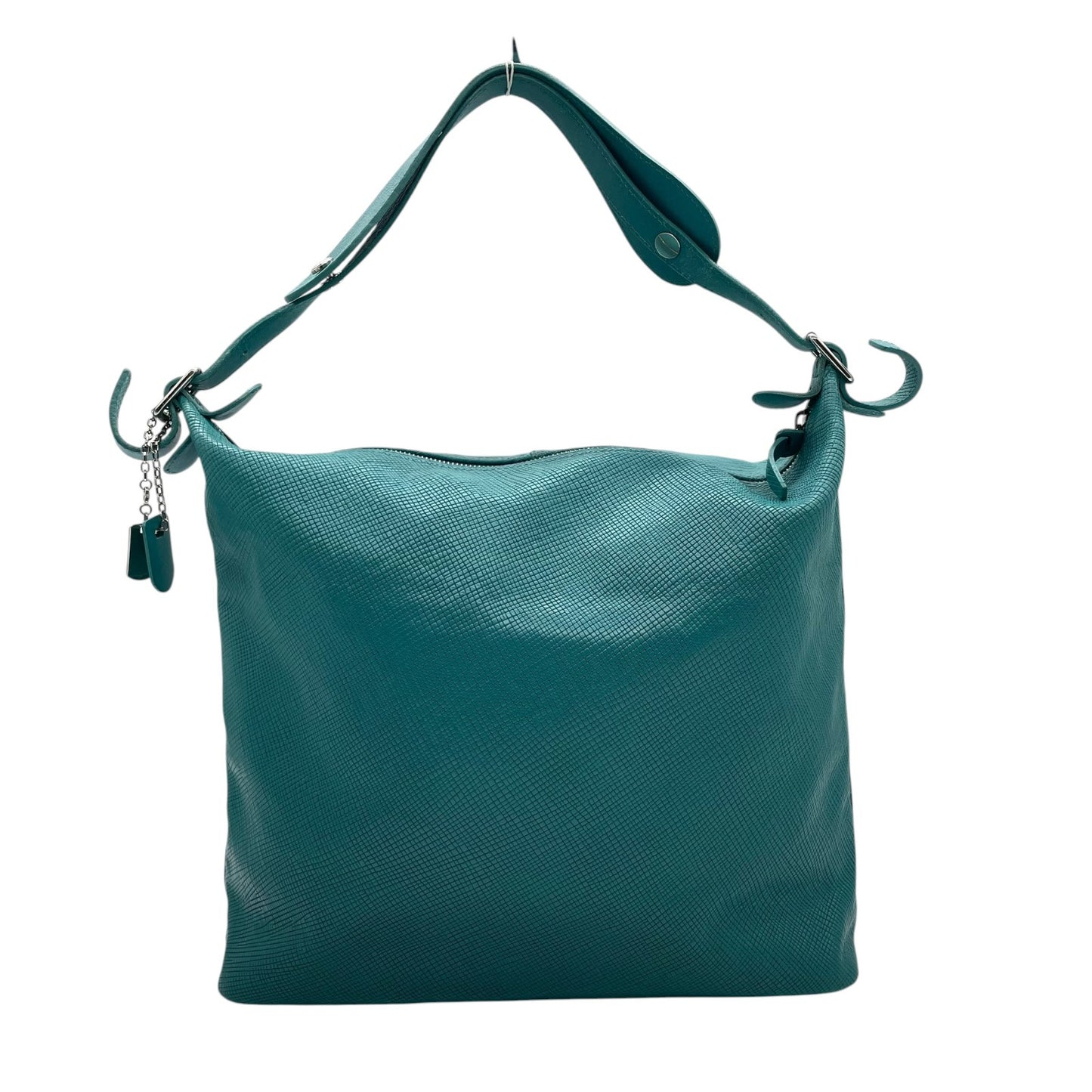 ロンシャン LONGCHAMP クアドリ レザー ホーボーバッグ ショルダーバッグ 水色 ターコイズブルー シルバー金具 U2