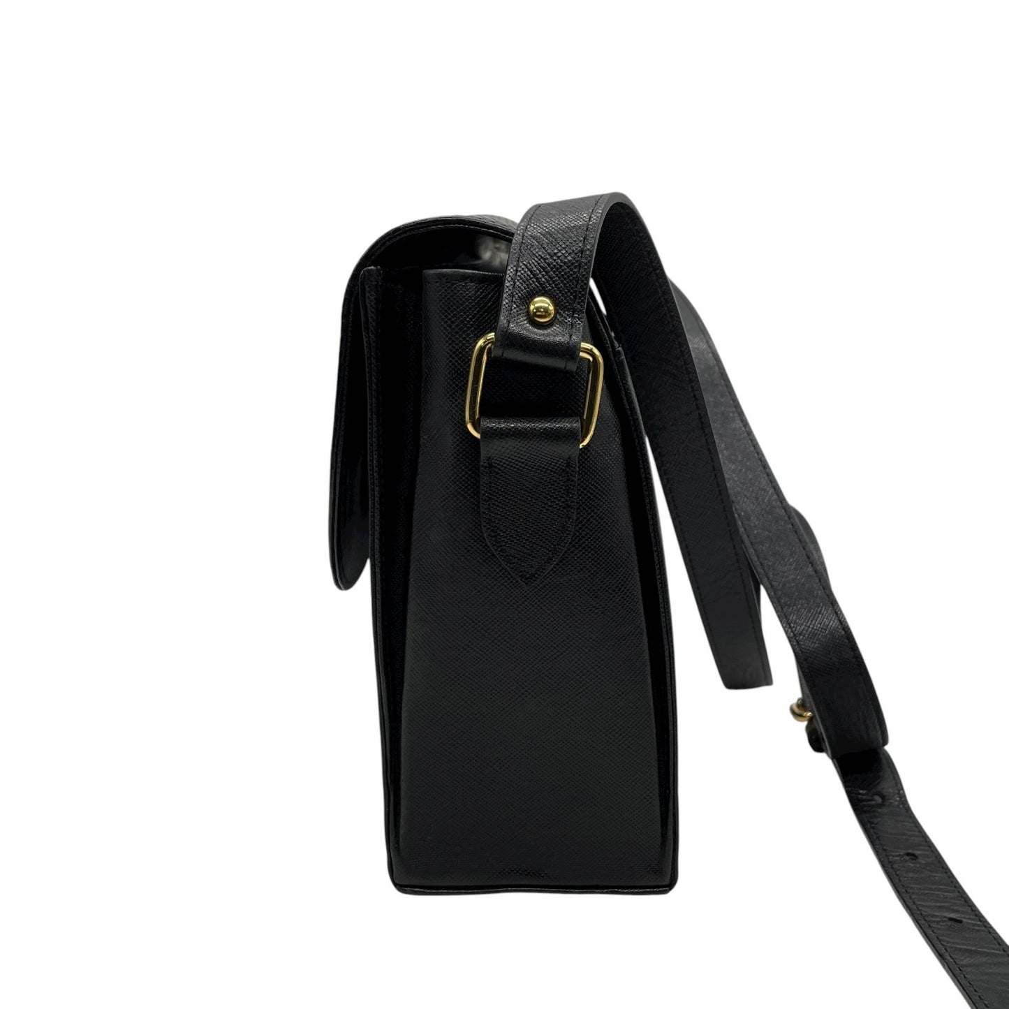 美品 イヴ サンローラン YVES SAINT LAURENT 型押し ショルダーバッグ 黒 ブラック レザー ヴィンテージ 金金具 ゴールド金具 K7