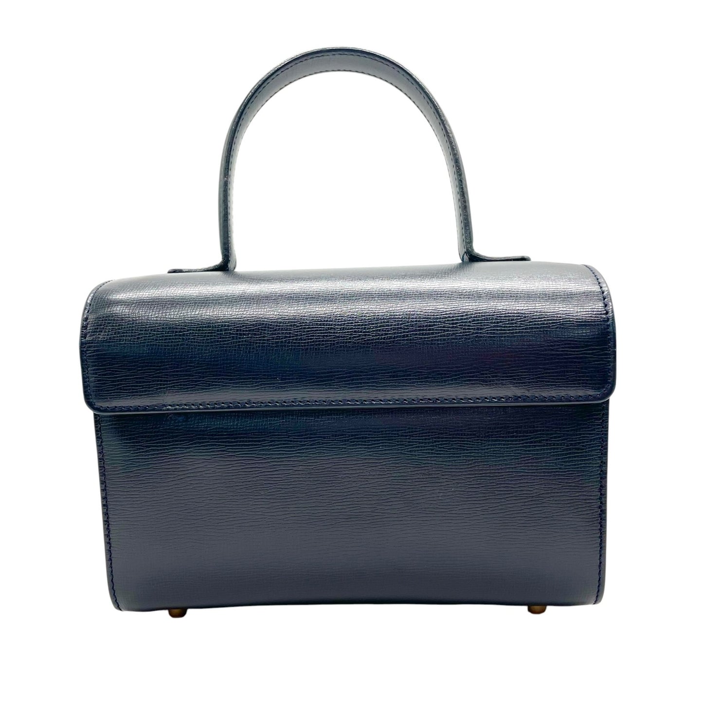 未使用級 極 美品 ヴァレクストラ Valextra ハンドバッグ ミニ レザー ネイビー 紺 金金具 ゴールド金具 イタリア製 上品 B