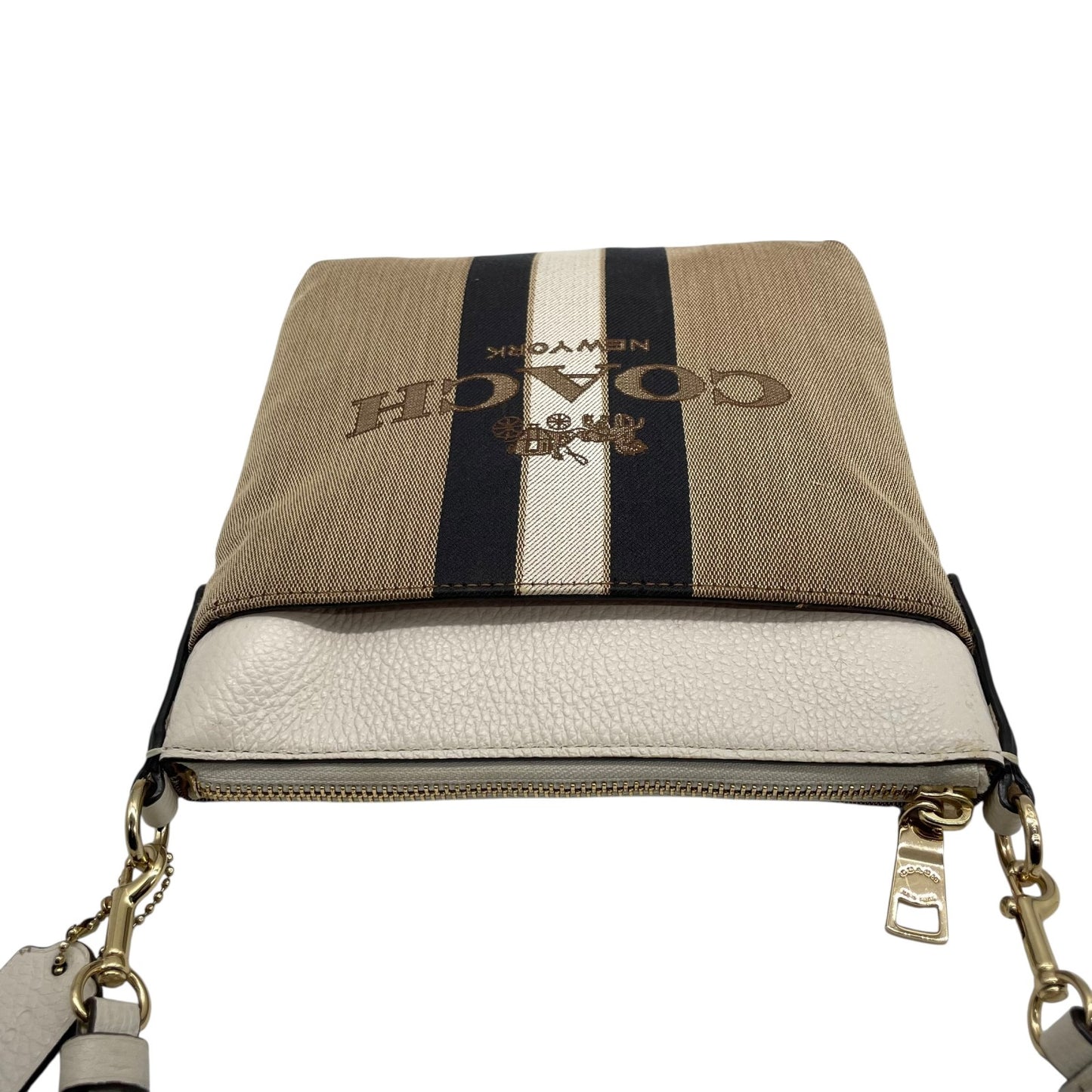 コーチ COACH ホースアンドキャリッジ ロゴ 馬車 キャンバス ショルダーバッグ ベージュ ネイビー レザー S50