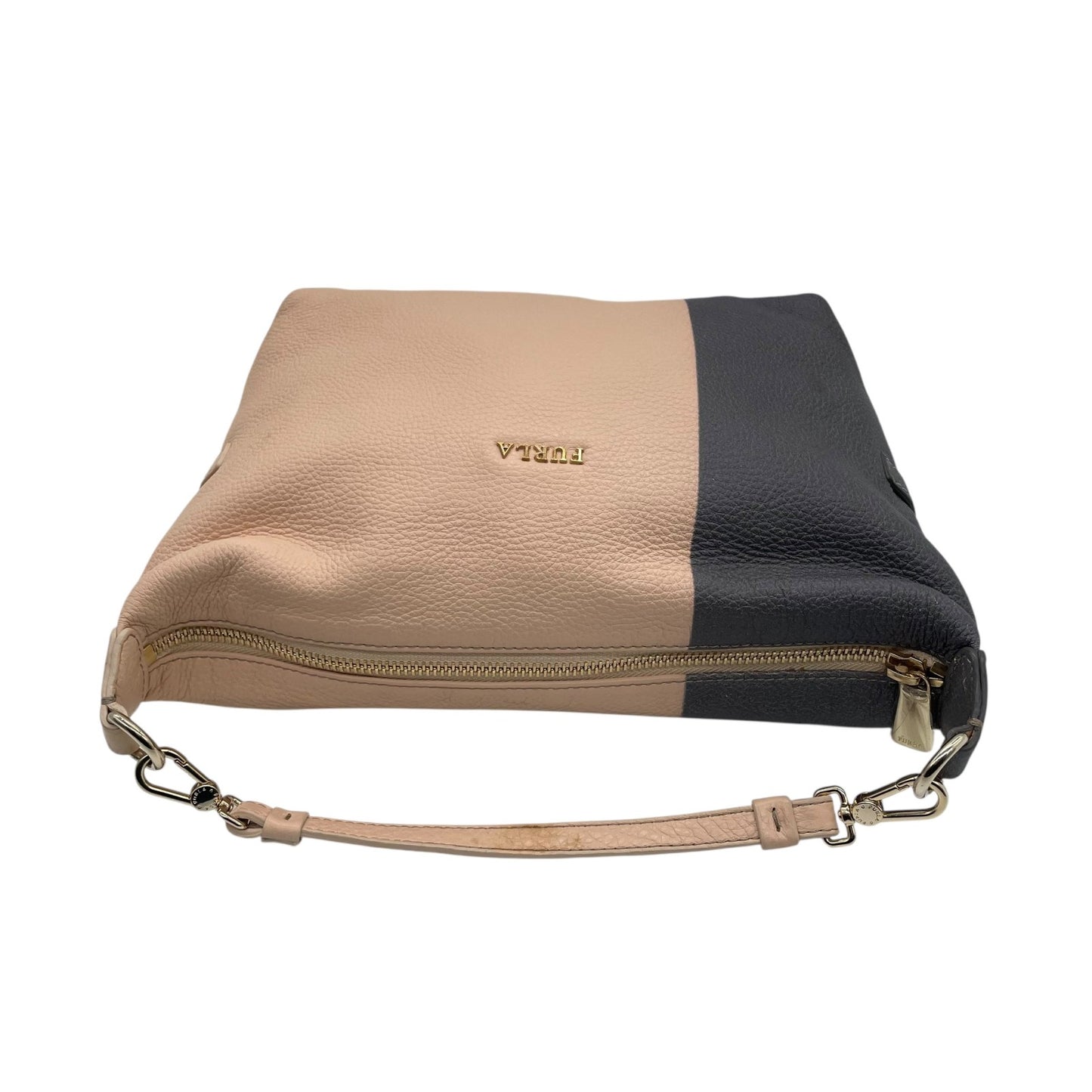 フルラ FURLA バイカラー レザー ショルダーバッグ ワンショルダー ベージュ 黒 ブラック 2WAY 金金具 ゴールド金具 S56