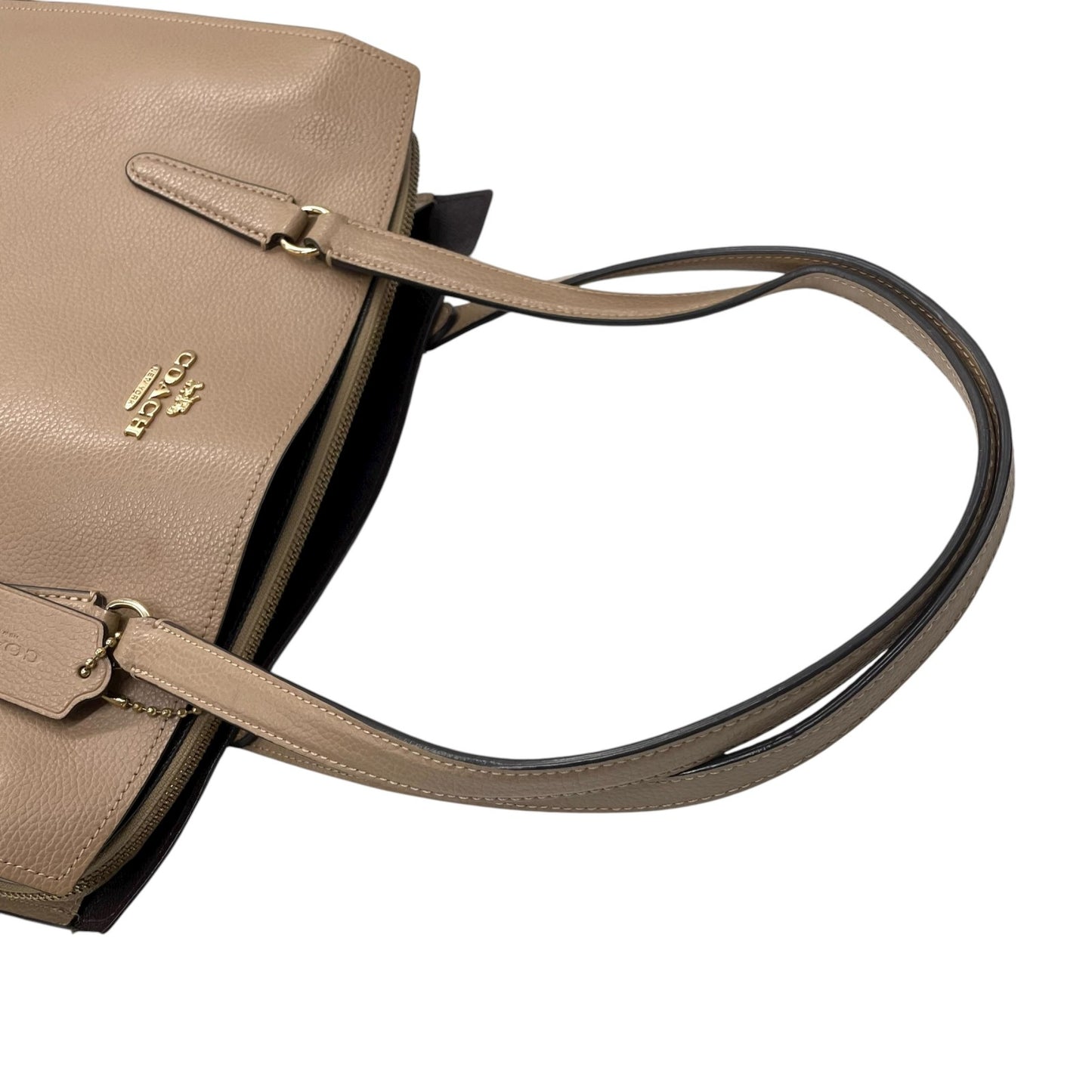 美品 コーチ COACH トートバッグ ハンドバッグ ペブルドレザー C4076 ベージュ A4収納可 金金具 ゴールド金具 ビジネスバッグ 2