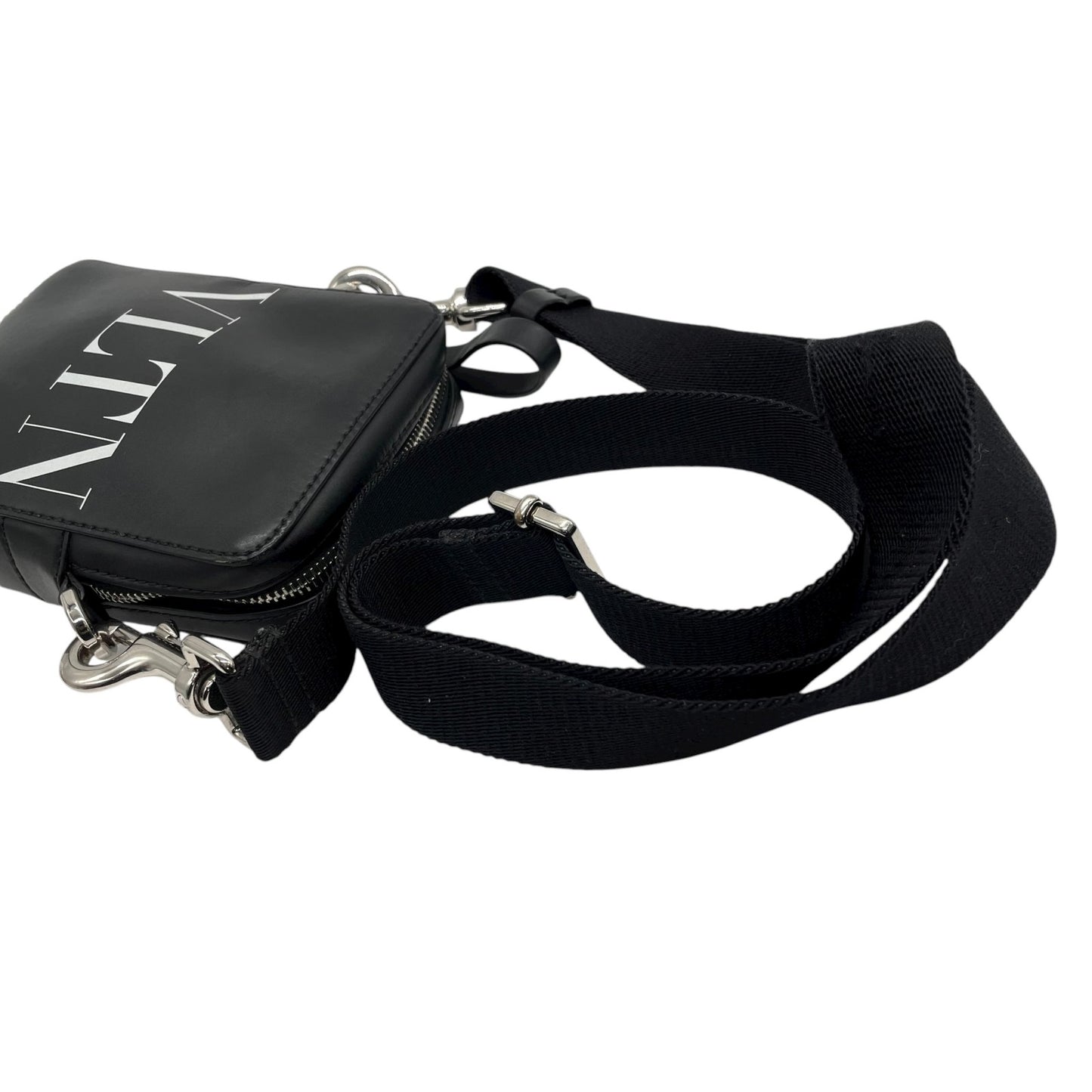 美品 ヴァレンティノ VALENTINO VLTN レザー ショルダーバッグ クロスボディ 黒 ブラック ロゴ メンズ レディース K9