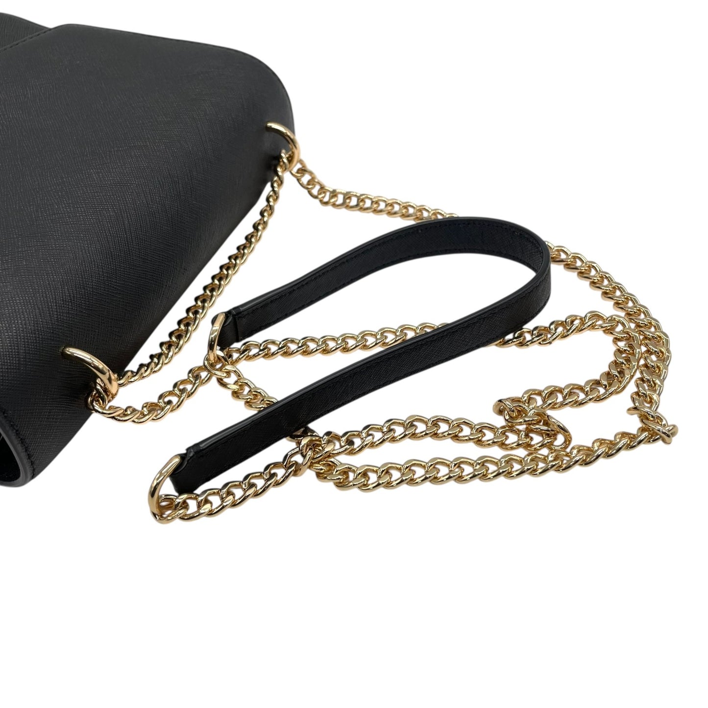 美品 トリーバーチ TORY BURCH チェーンショルダーバッグ ハンドバッグ 肩掛け 型押し 2WAY 黒 ブラック 金 ゴールド レザー ミニバッグ A1