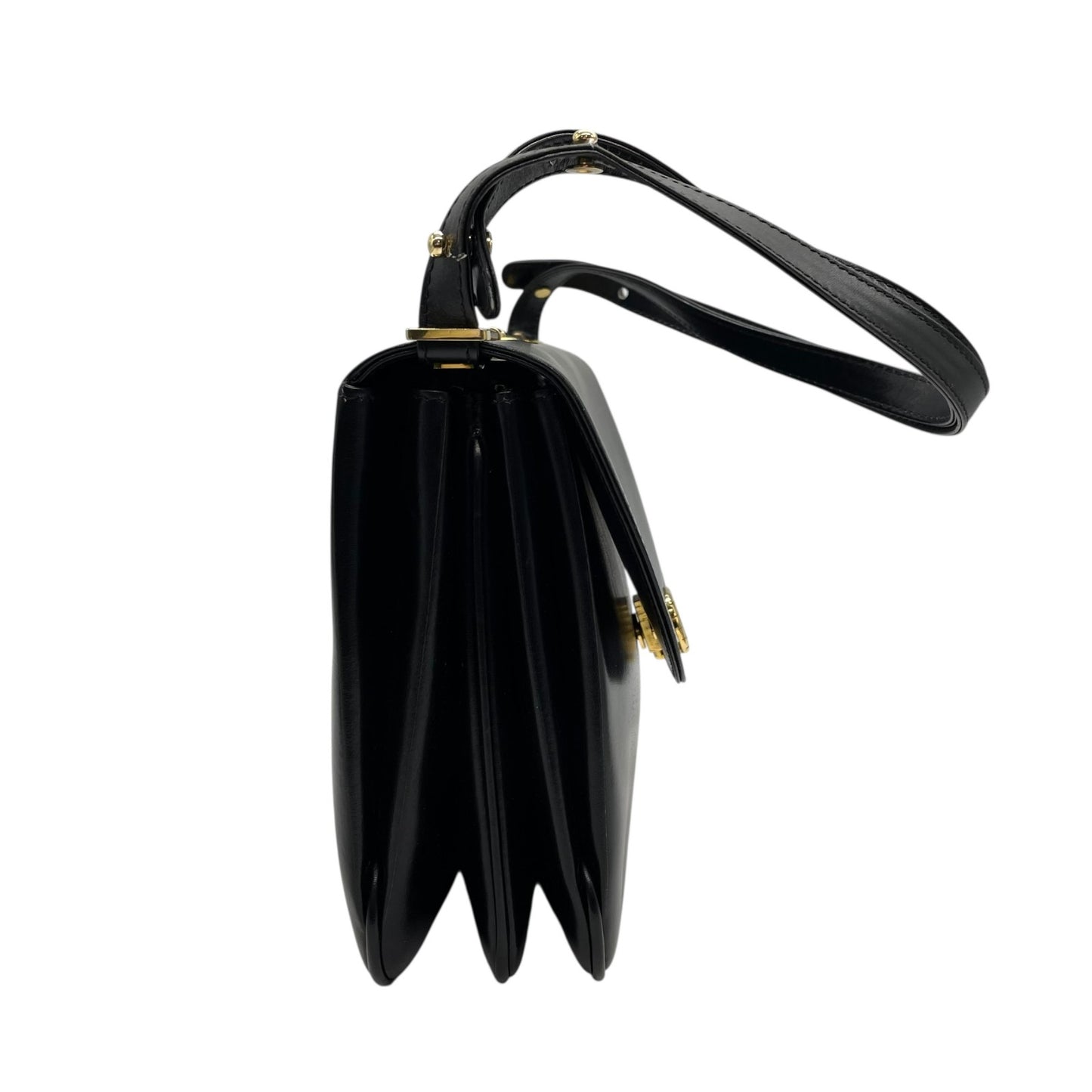 バリー BALLY ショルダーバッグ ヴィンテージ レザー 黒 ブラック 金金具 ゴールド金具 3層 フラップ 高級感 C3