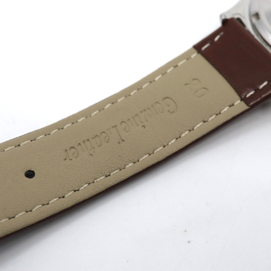 【極美品】 稼働品 新品ベルト ORIENT オリエント 腕時計 46E701-91 自動巻き 21石 デイデイト シルバーダイヤル メンズ アナログ ドレスウォッチ フルーテッドベゼル クラシック ヴィンテージ ビジネス ブラウンレザー G4