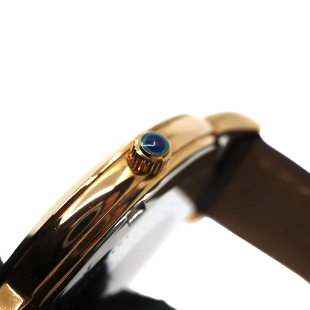 【美品】ポールスミス 腕時計 The City Slim 1005 メンズ クオーツ アナログ シルバーダイヤル ブラウンレザーベルト ゴールドケース シンプル クラシック ビジネス ドレスウォッチ エレガント 薄型 クリーニング済み G2