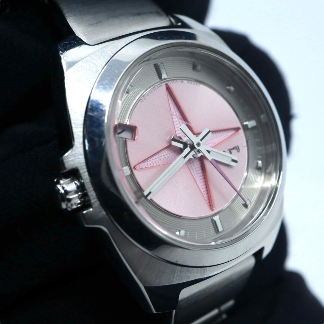 【美品/電池交換済】ポールスミス 腕時計 1016-S060753 レディース クオーツ ピンク スターダイヤル アナログ 10気圧防水 シルバー ブレスレットウォッチ フェミニン エレガント カジュアル クリーニング済み G2