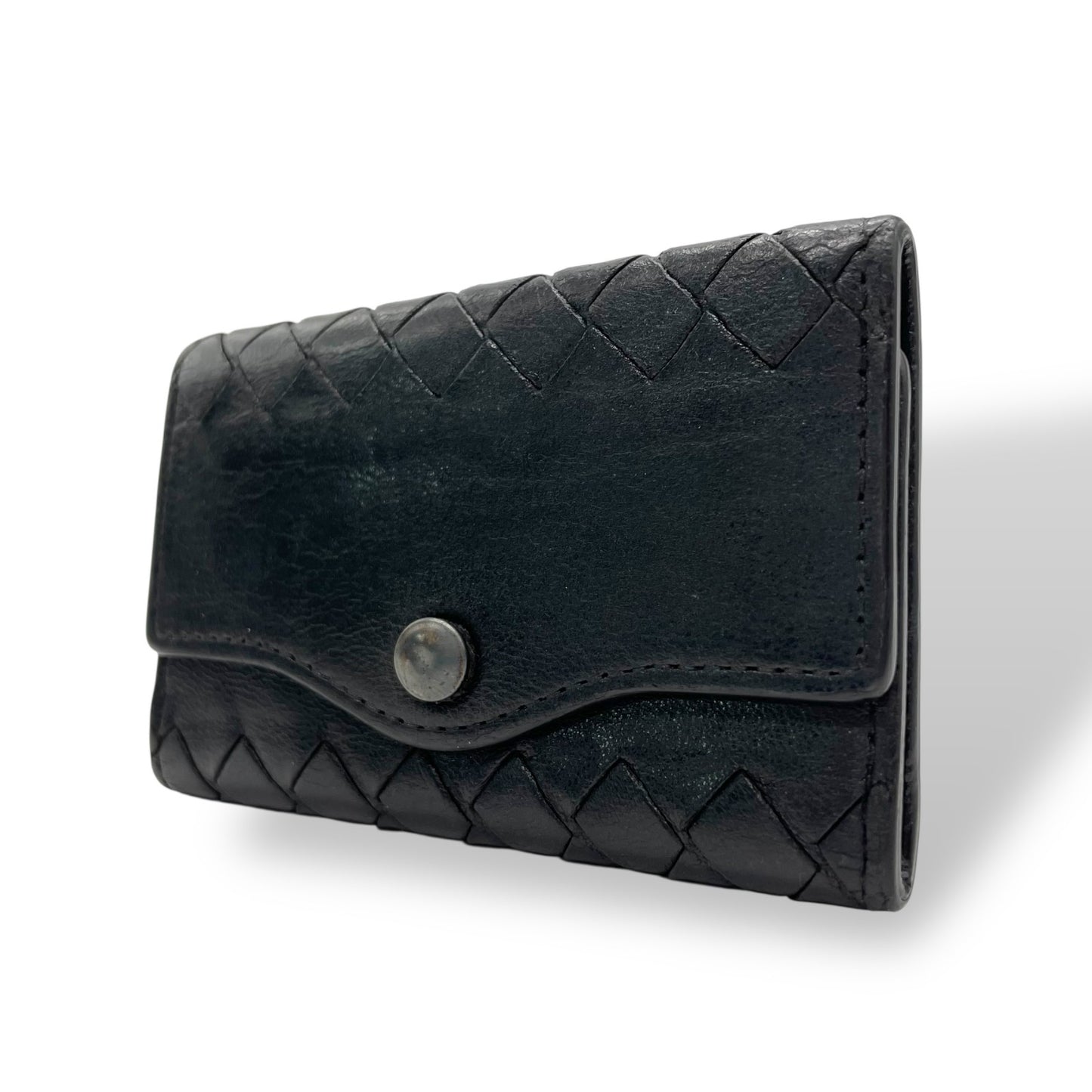 ボッテガヴェネタ BOTTEGA VENETA 三つ折り 5連 キーケース イントレチャート 黒 ブラック レザー ゴールド金具 メンズ レディース M5