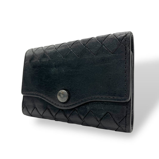 ボッテガヴェネタ BOTTEGA VENETA 三つ折り 5連 キーケース イントレチャート 黒 ブラック レザー ゴールド金具 メンズ レディース M5