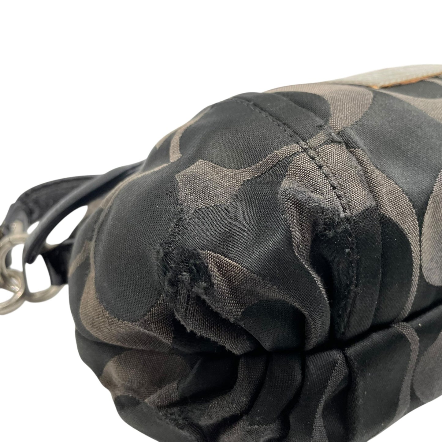 コーチ COACH 2WAY ハンドバッグ ショルダーバッグ ポピー シグネチャー 黒 ブラック キャンバス シルバー金具 手提げ 肩掛け可 斜め掛け可 ロゴ レディース U5