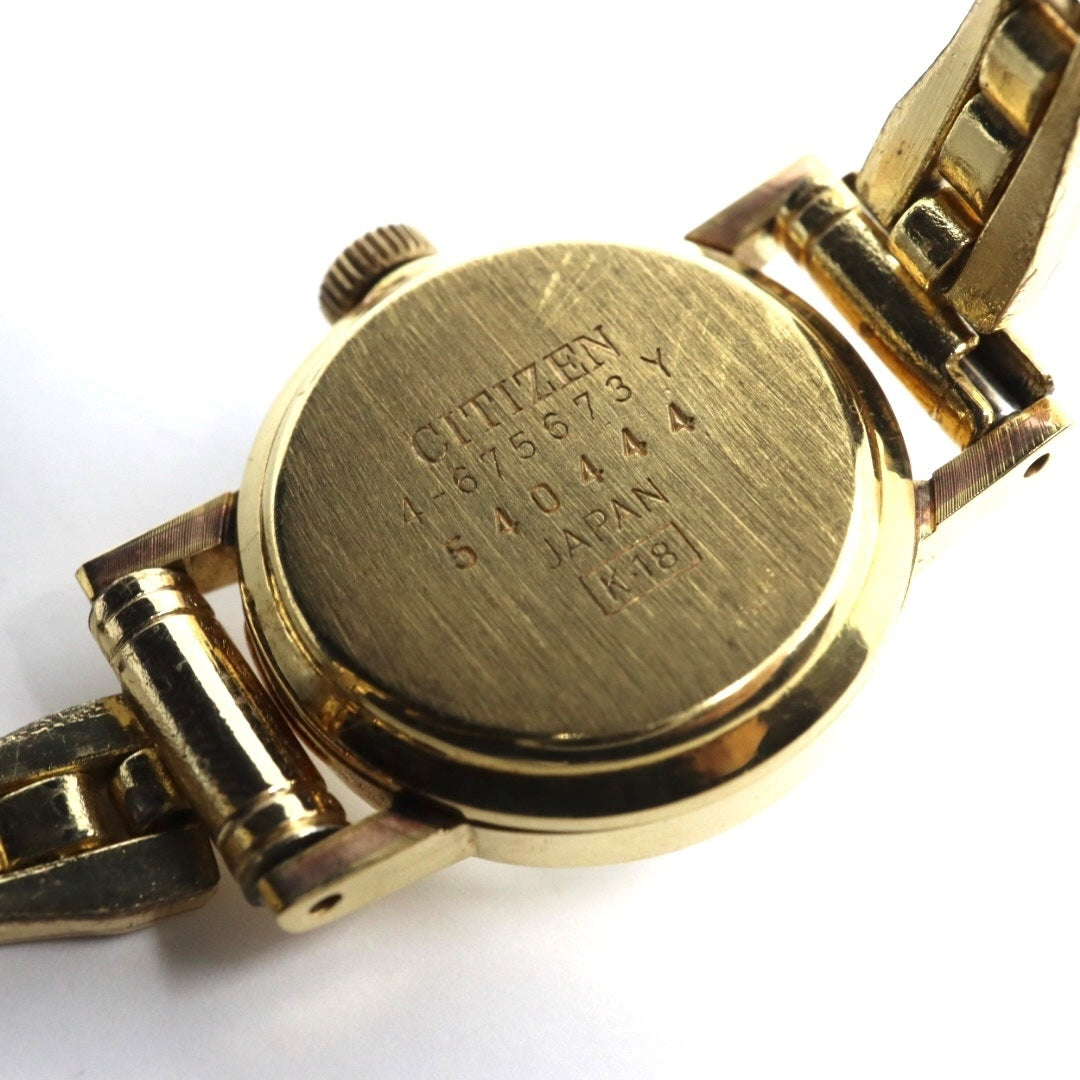 美品 超希少 シチズン special 腕時計 K18 18金無垢 4-675673 レディース クオーツ ゴールド アナログ ヴィンテージ アンティーク ドレスウォッチ クラシックデザイン 上品 エレガント K18 G3