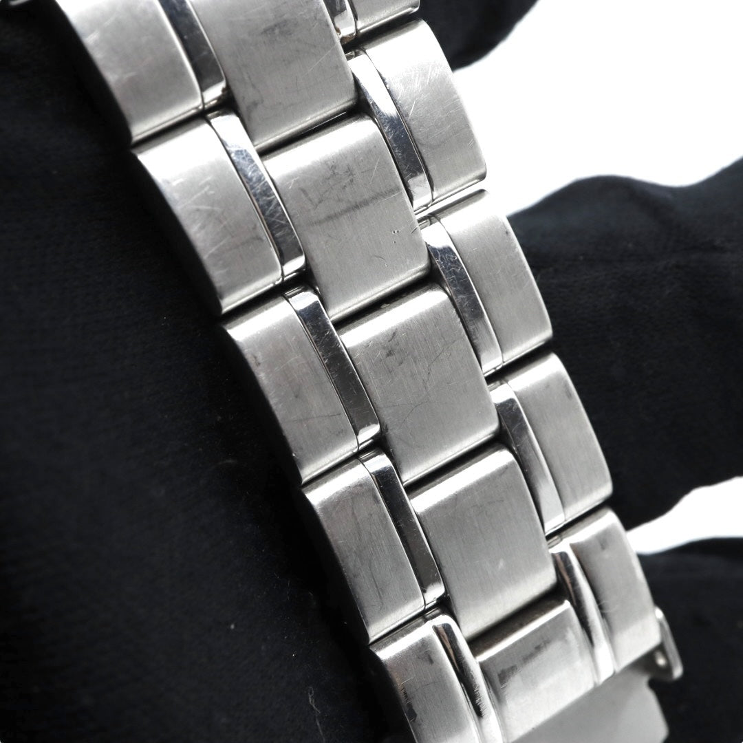 【電池交換済】スイスミリタリー ハノワ 腕時計 06-5219 クロノグラフ メンズ クオーツ シルバー文字盤 デイト表示 アナログ ローマンインデックス ビジネス カジュアル スポーツ エレガント スイス製 クリーニング済み G3