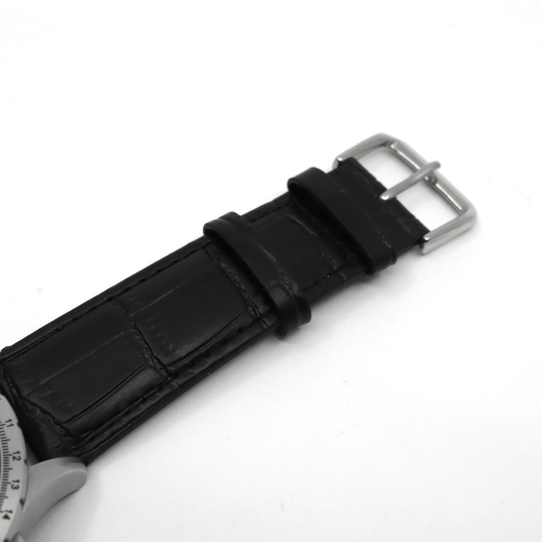 極美品 電池交換済 ハミルトン HAMILTON Estimate Time Over　カーキ E.T.O. H776120 腕時計 メンズ クロノグラフ クォーツ 黒文字盤 レザー アナログ アビエーション パイロットウォッチ スイス製 G3