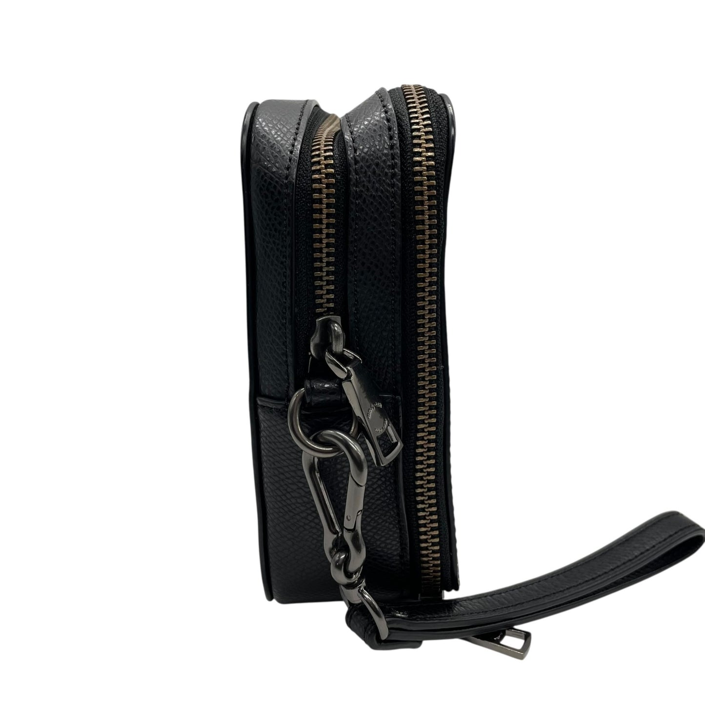 COACH コーチ クラッチバッグ セカンドバッグ F93555 黒 ブラック レザー ブラック金具 ロゴ型押し ストラップ付 メンズ U2