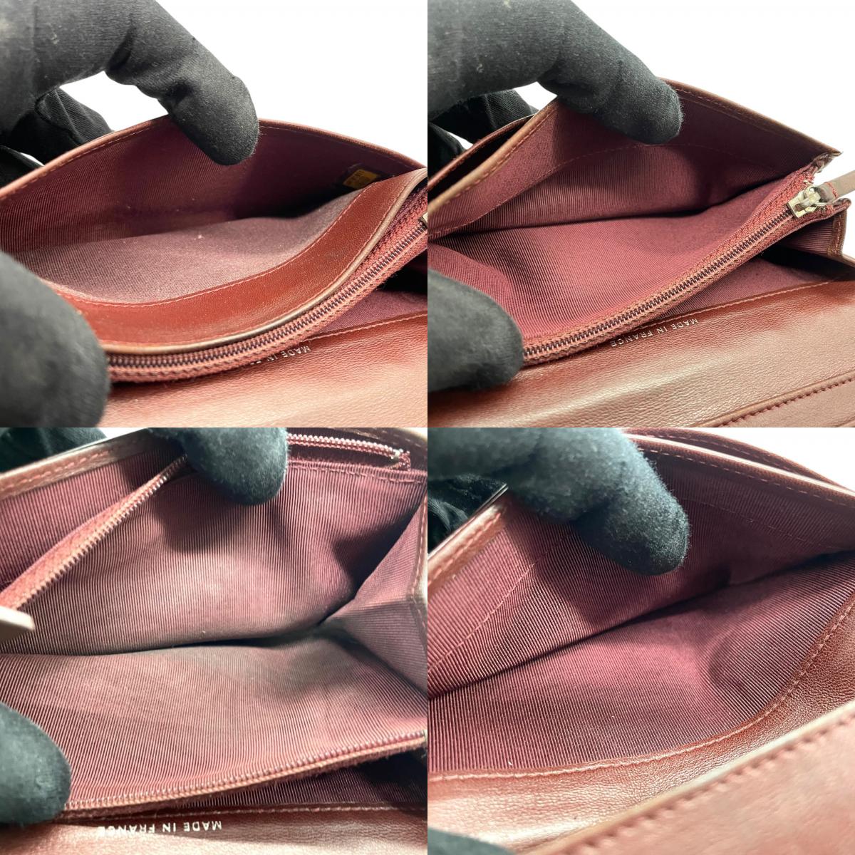 CHANEL シャネル 二つ折り 長財布 マトラッセ 黒 ブラック 茶 ブラウン レザー キャビアスキン ココマーク シルバー金具 レディース W4