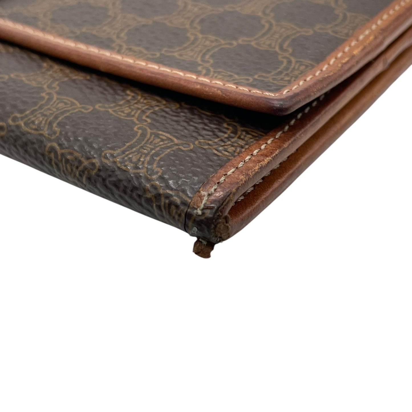 セリーヌ CELINE 長財布 折り財布 マカダム トリオンフ柄 茶色 ブラウン PVC レザー ヴィンテージ フラップ 4