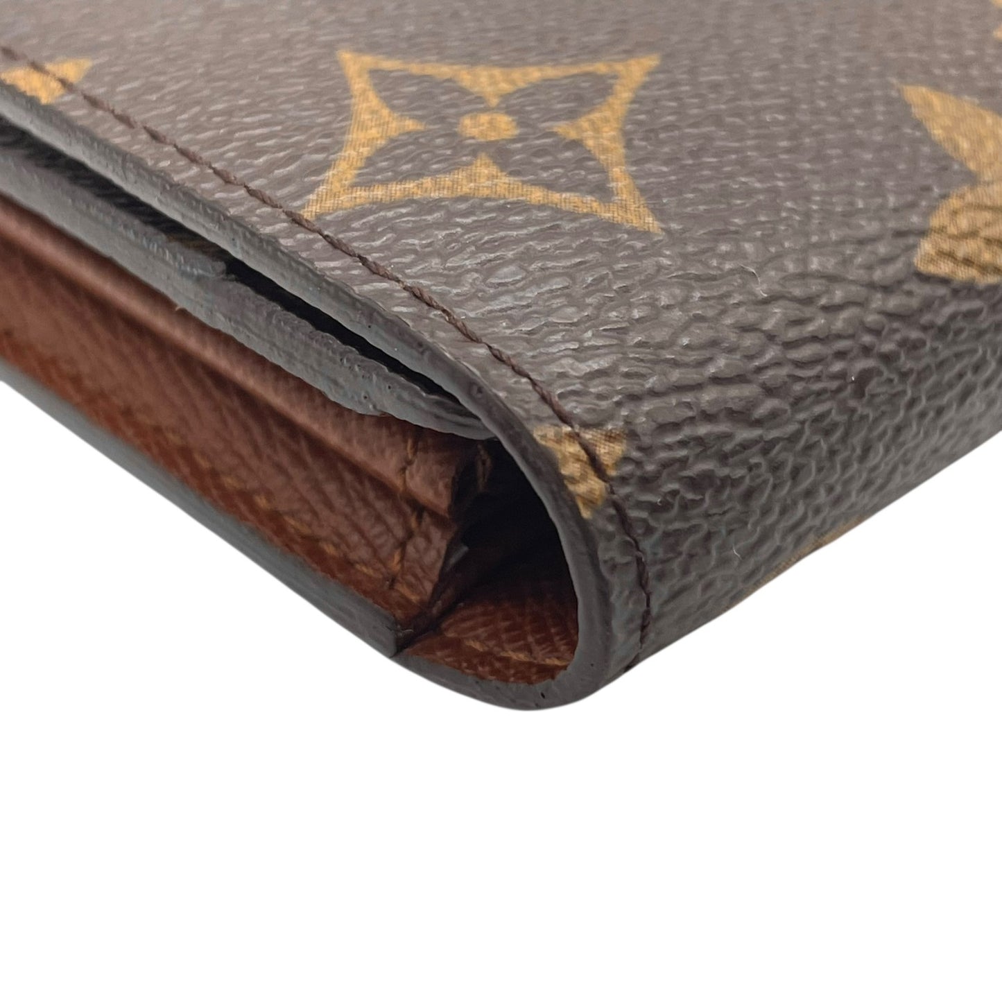 ルイ・ヴィトン LOUIS VUITTON LV モノグラム ポルトフォイユ サラ 長財布 M61734 シリアル刻印 フラップ 茶色 ブラウン 金金具 ゴールド ロゴ金具 W1