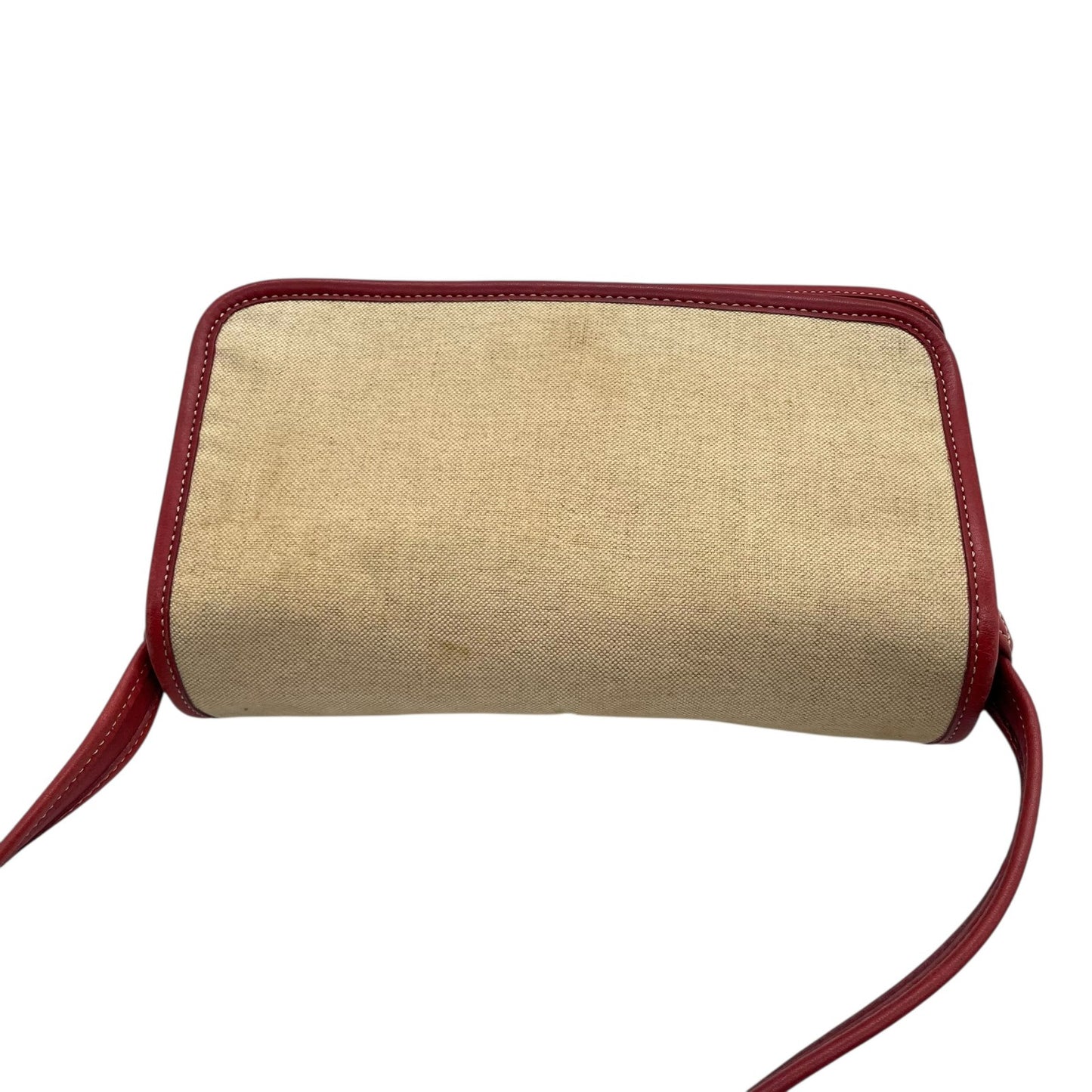 コーチ COACH キャンバス レザー ショルダーバッグ ワンショルダー 6114 ベージュ 赤 レッド フラップデザイン ロゴチャーム付き 上品カラー U17