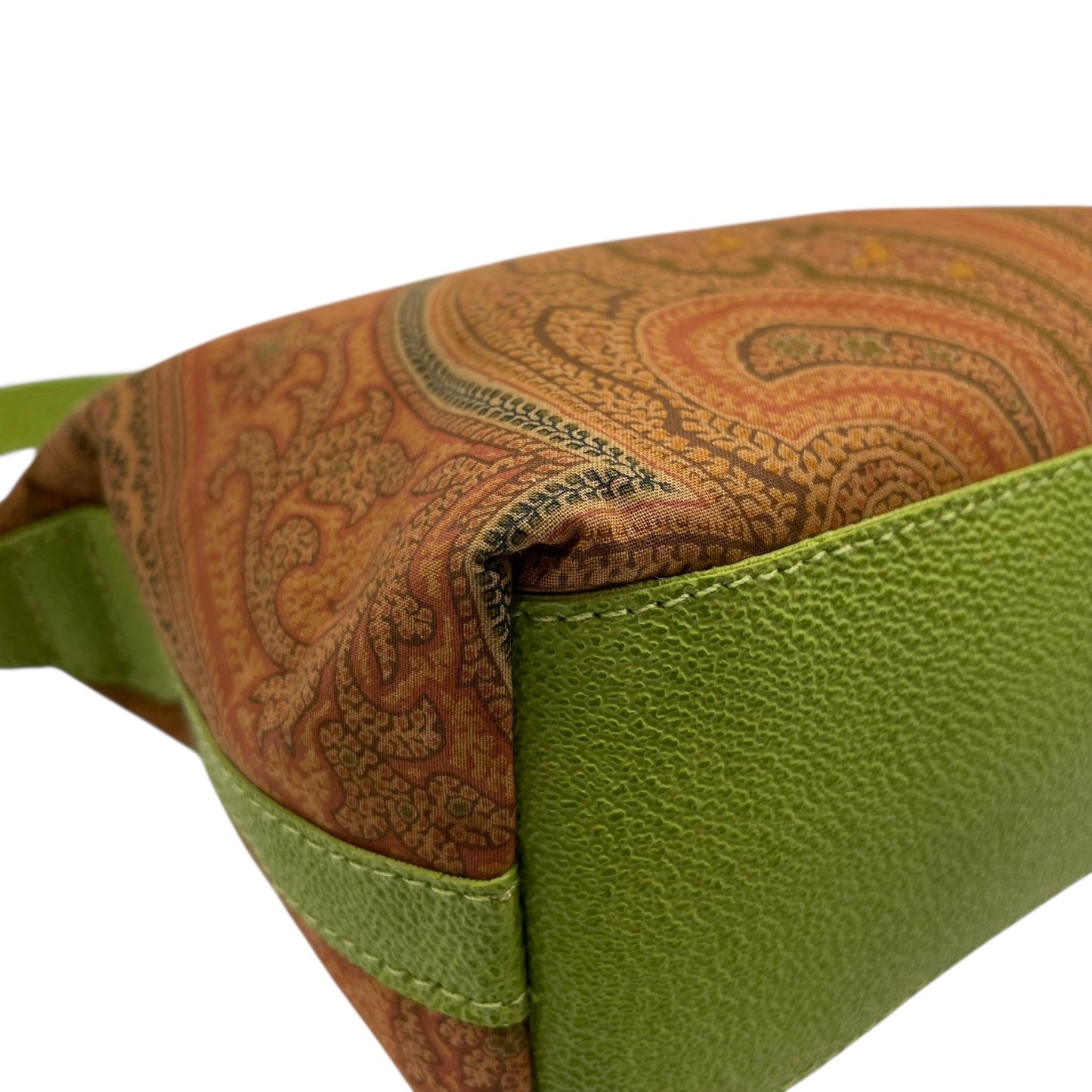 【未使用級】ETRO エトロ ハンドバッグ ミニバッグ アクセサリーポーチ ペイズリー柄 ブラウン グリーン ファブリック レザー ゴールド金具 レディース K11
