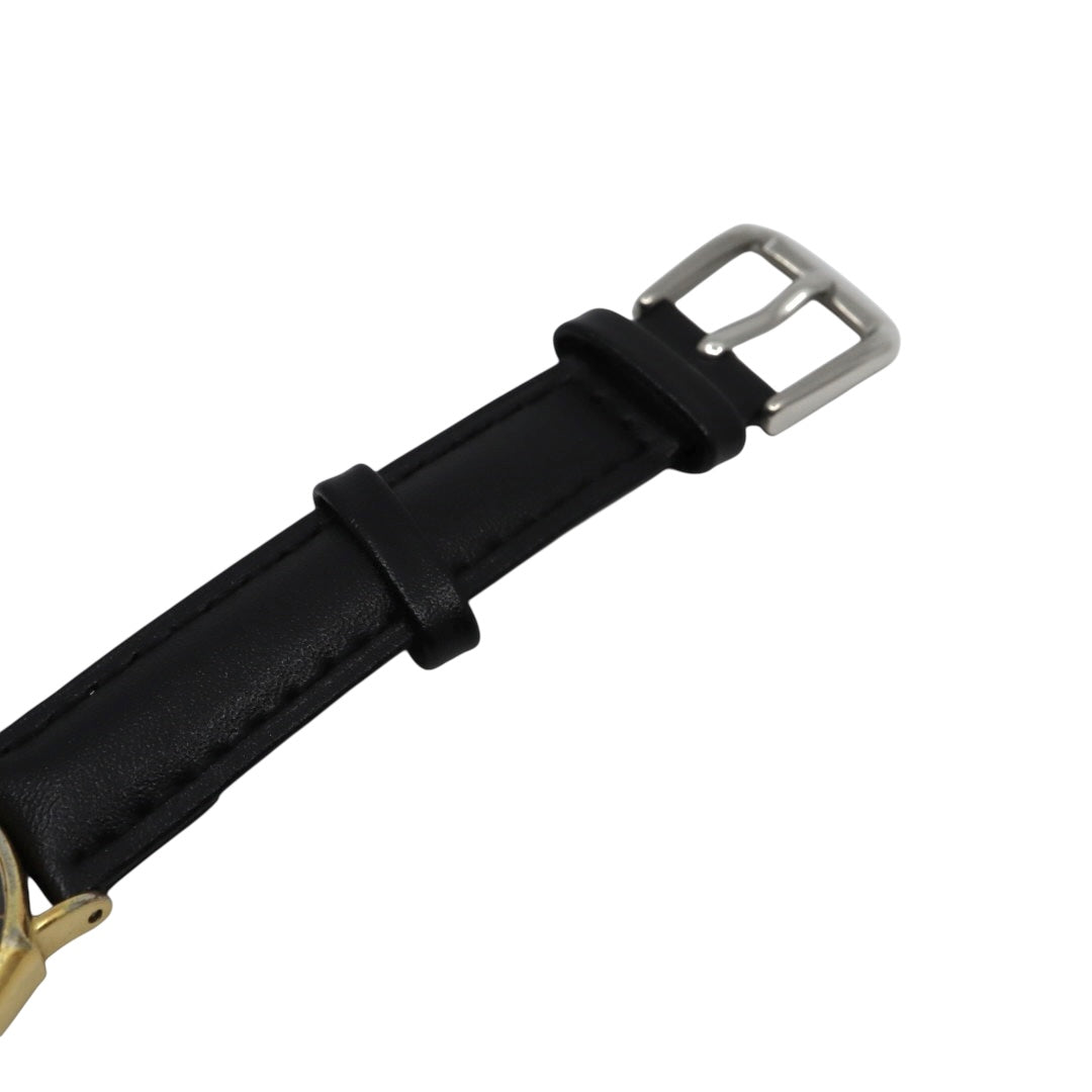 citizen シチズン クオーツ 腕時計 4-102321Y ゴールド ブラック文字盤 ラウンドケース レザーベルト レディース ヴィンテージ