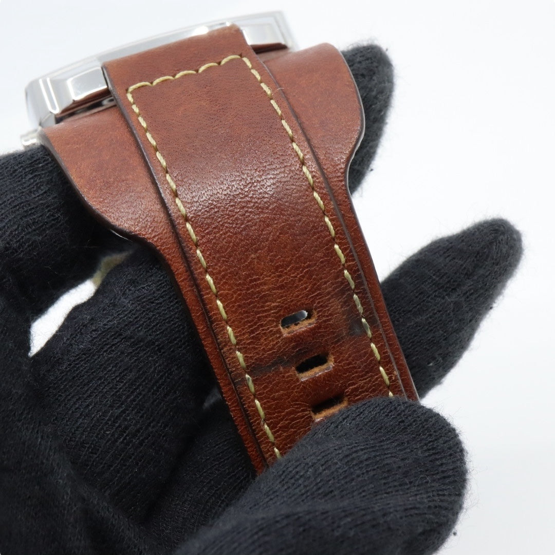 【美品/稼働品】フォッシル 腕時計 JR-9633 アナデジ ウッド調文字盤 カフレザー ワイドベルト ブラウン シルバー メンズ クオーツ ヴィンテージ レトロ 個性的 デザインウォッチ ストリート カジュアル G9