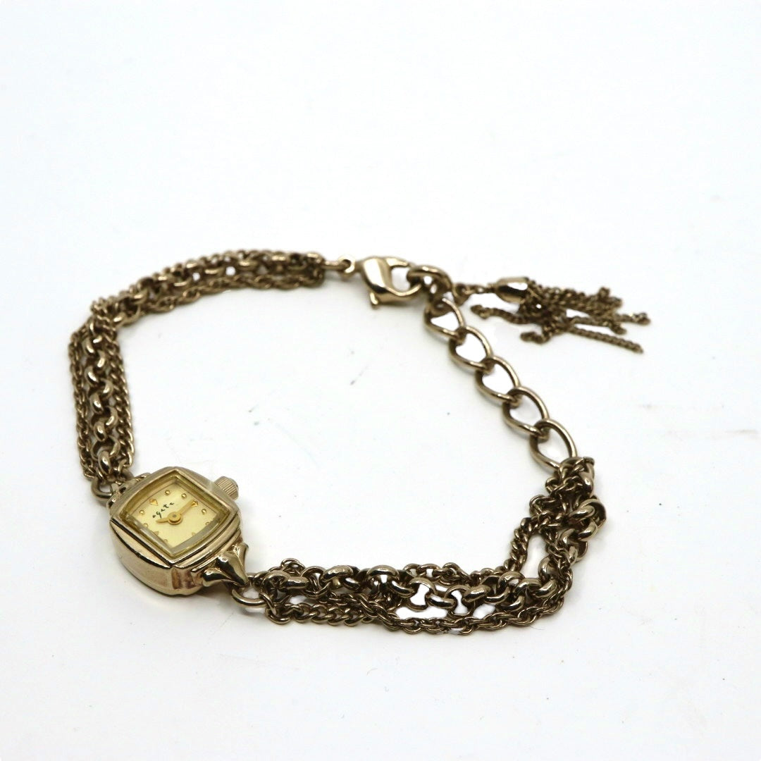 【美品/稼働品】アガット agete 腕時計 1306 ダイヤモンド レディース クオーツ PGP ピンクゴールド ブレスレット ジュエリーウォッチ アンティーク クラシック エレガント フェミニン アクセサリー G10