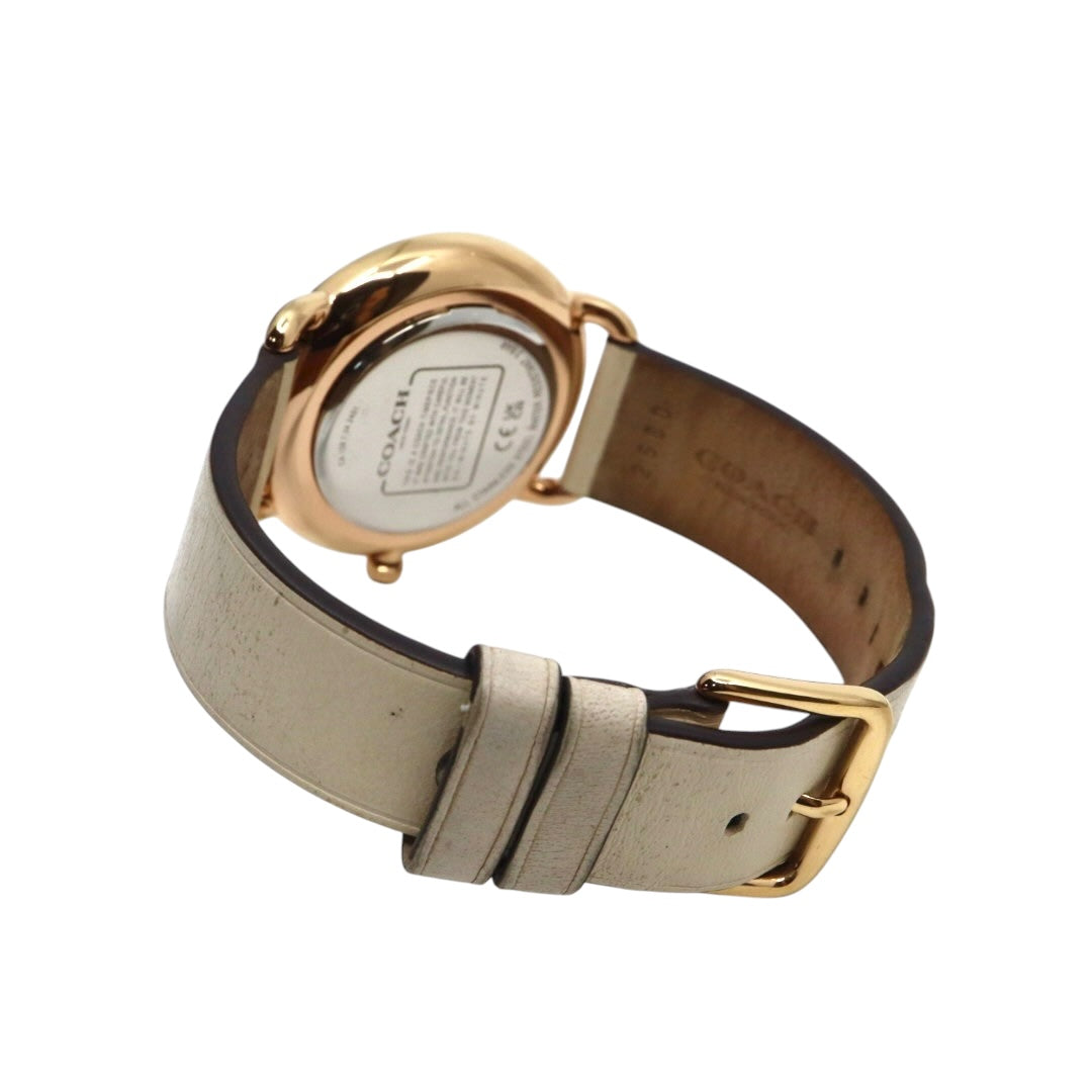 【美品】コーチ COACH 腕時計 レディース グランド GRAND ゴールド シルバー レザー 馬車ロゴ CA.158.7.34.2401 クォーツ アナログ 3針 ビジネス オフィス 通勤 通学 シンプル エレガント 上品 クラシック 純正箱付 G11