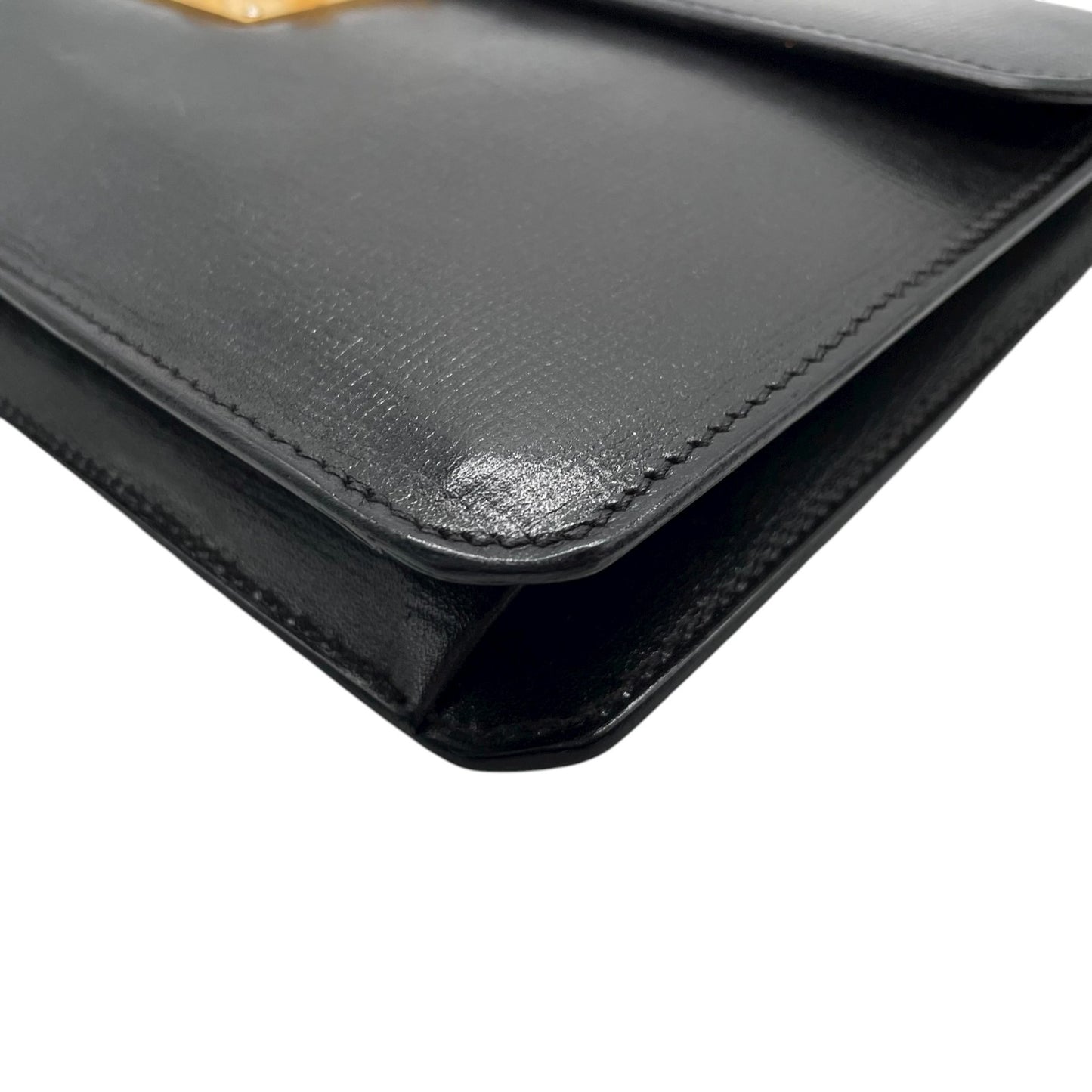 【美品】Valextra ヴァレクストラ クラッチバッグ セカンドバッグ レザー 黒 ブラック ゴールド金具 イタリア製 ヴィンテージ メンズ レディース K9