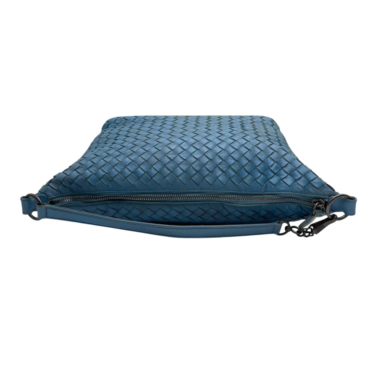 ボッテガヴェネタ イントレチャート ライトブルー レザー ハンドバッグ ショルダー ヴィンテージ 編み込み 革 旧ロゴ イタリア製 上品　k11