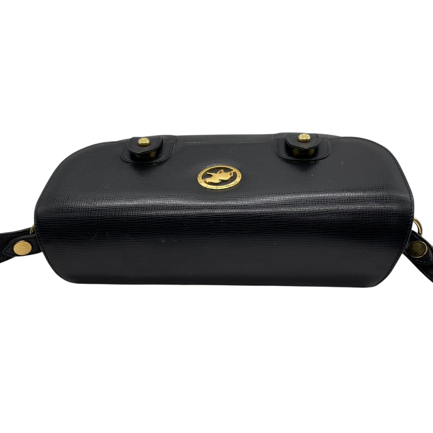 Authentic HUNTING WORLD Carryall Messenger Bag Shoulder Bag Black Leather Gold Hardware Women's Crossbody