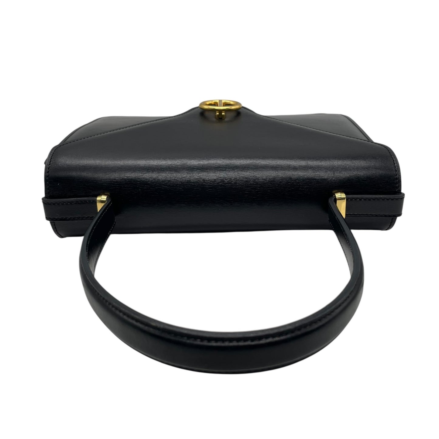 Authentic DIOR Handbag Black Leather Gold Hardware CD Logo Formal Women's Top Handle Flap Closure Vintage