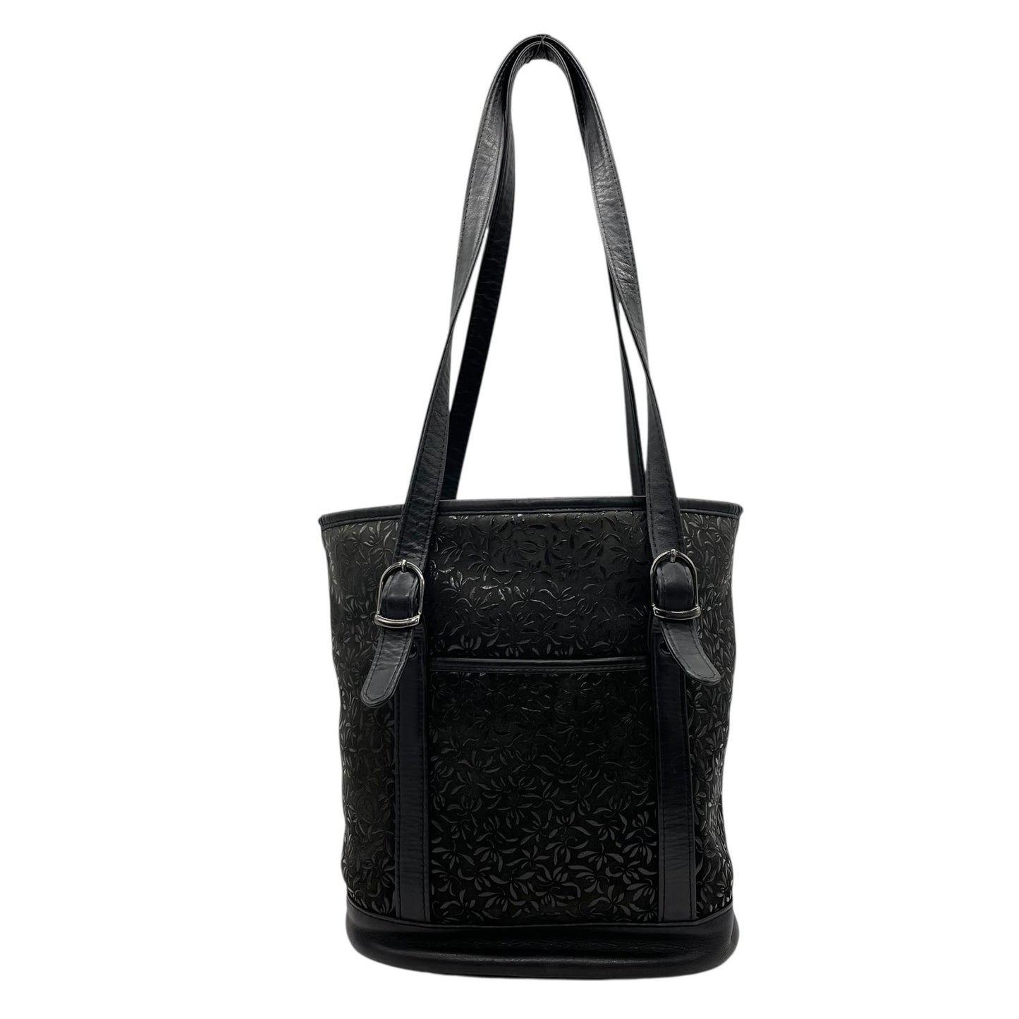 印傳屋 インデンヤ Inden トートバッグ 黒 ブラック レザー 鹿革 漆 ブラック金具 肩掛け可 レディース E11