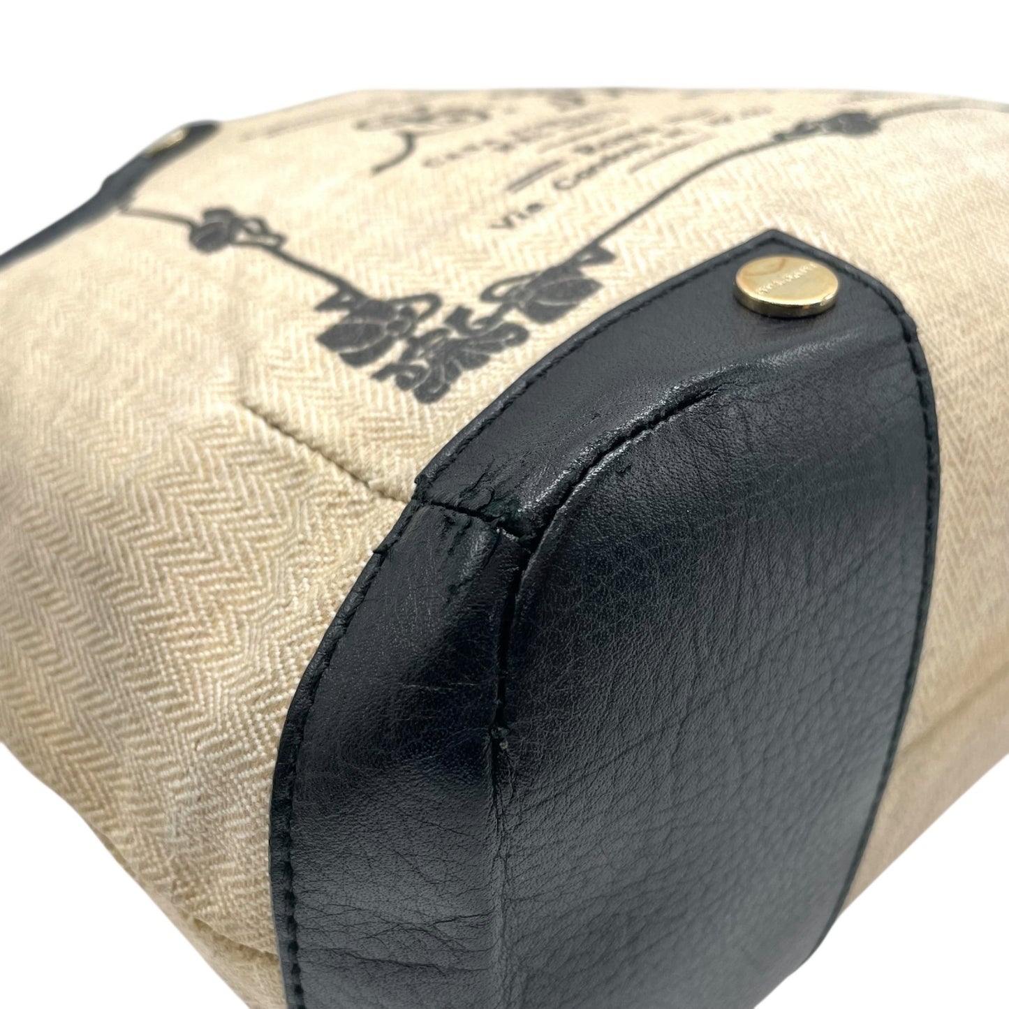 BVLGARI ブルガリ コレツィオーネ 2WAY ハンドバッグ トートバッグ ショルダーバッグ ロゴ キャンバス レザー ベージュ 黒 ブラック ゴールド金具 斜め掛け可 メンズ レディース K3