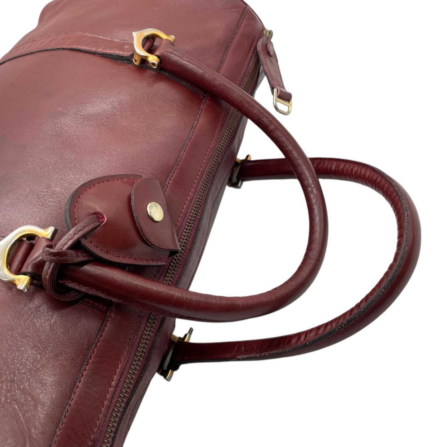 Cartier カルティエ マストライン ボストンバッグ レザー 赤 ボルドー ワインレッド ゴールド金具 パドロック クロシェット 2Cモチーフ メンズ レディース ヴィンテージ U1