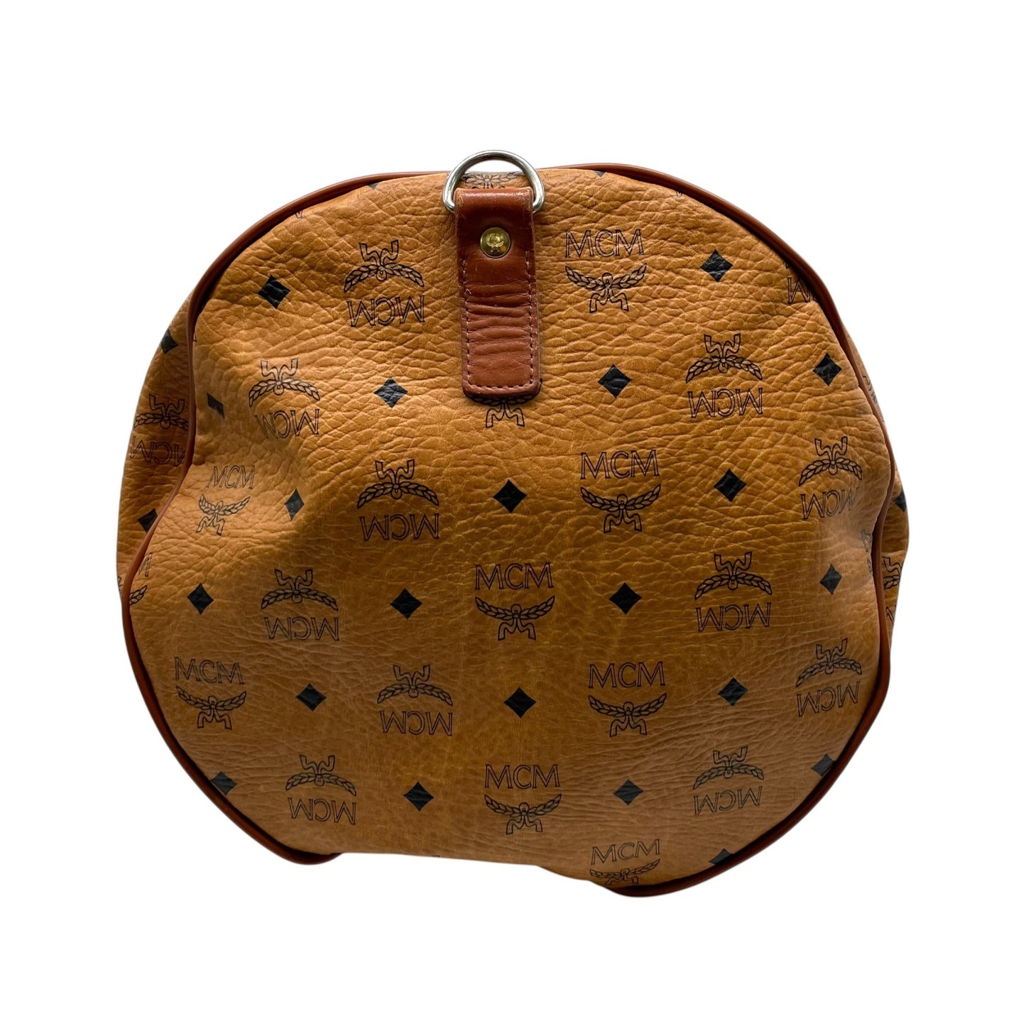 美品 MCM エムシーエム ヴィセトス ボストンバッグ 2WAY ショルダーバッグ 茶 ブラウン コニャック レザー ゴールド金具 手提げ 斜め掛け可 ロゴ レディース X