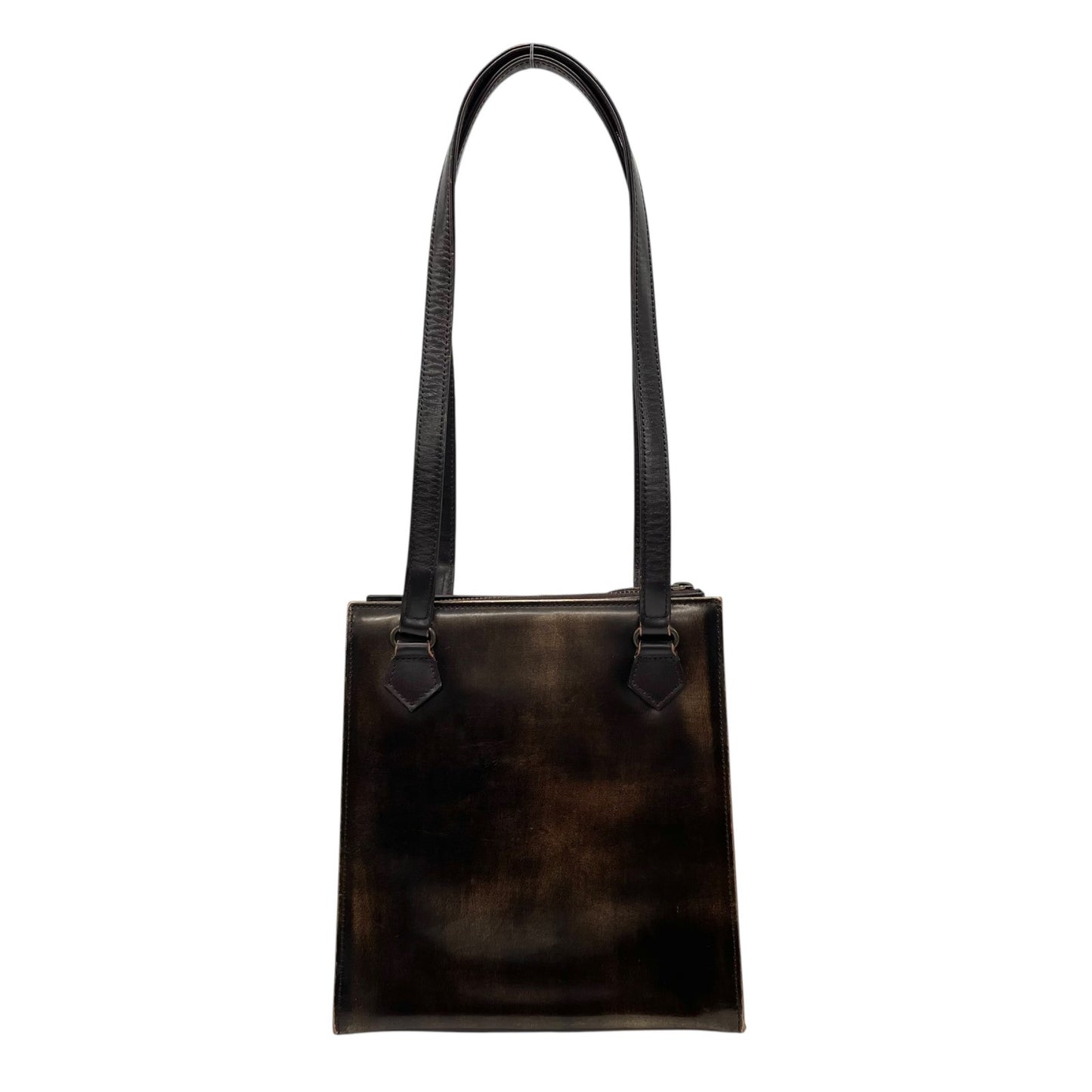 入手困難 Jean Paul GAULTIER ジャンポールゴルチエ ハンドバッグ レザー 本革 ブラウン 茶 ゴールド金具 ワンショルダー 肩掛け可 スクエア型 メンズ レディース K5