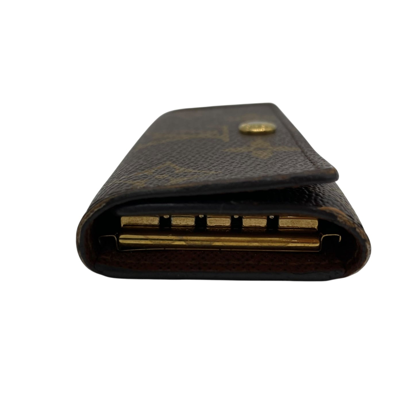 美品 LOUIS VUITTON ルイヴィトン モノグラム 三つ折り 4連キーケース ミュルティクレ4 M69517 茶 ブラウン PVC レザー ゴールド金具 レディース メンズ W3