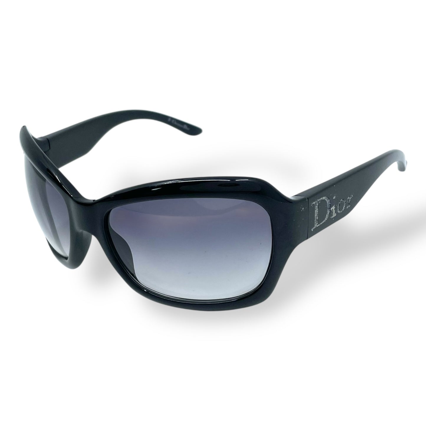 美品 Christian Dior デイオール サングラス 黒 ブラック プラスチック ロゴ グラデーション ヴィンテージ レディース W2