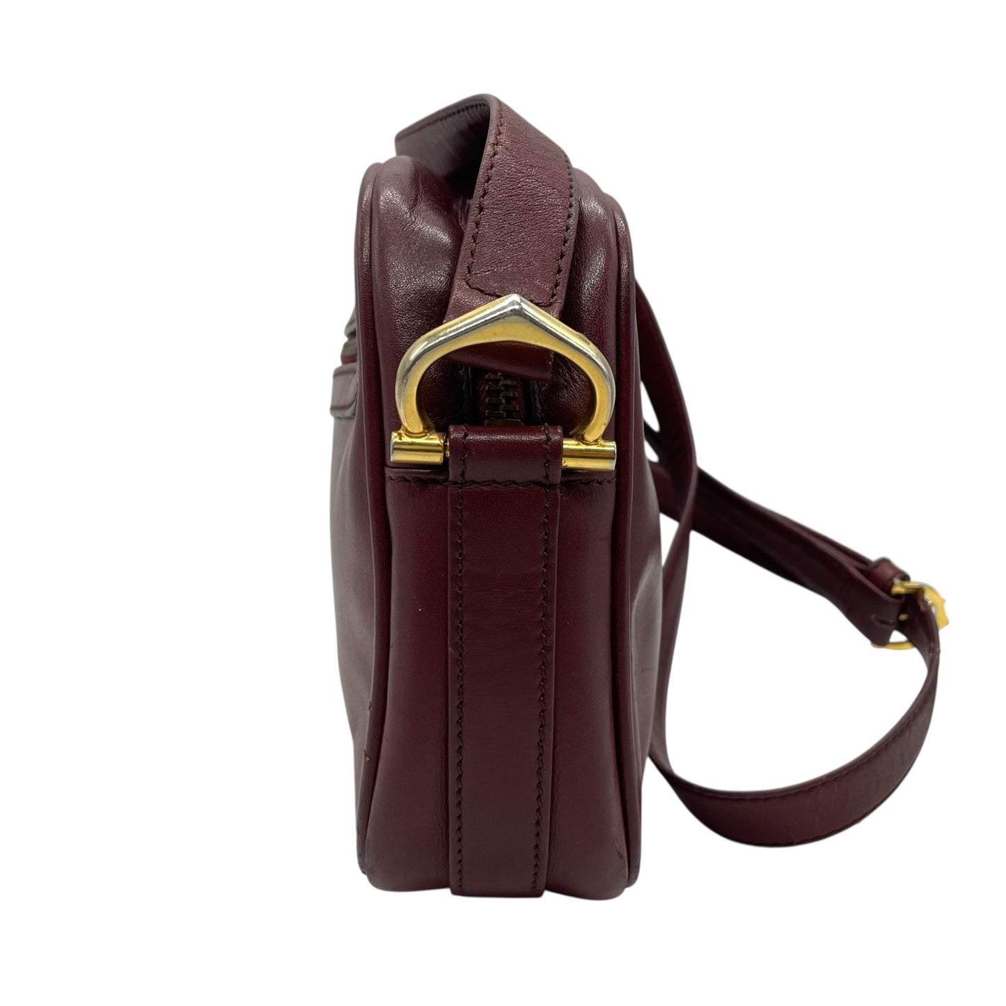 Cartier カルティエ マストライン ショルダーバッグ 赤 ボルドー ワインレッド レザー ゴールド金具 ファスナー開閉 肩掛け可 レディース ヴィンテージ K10