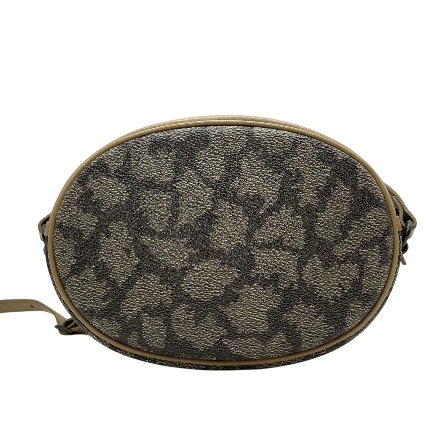 Authentic YVES SAINT LAURENT Giraffe Pattern Camera Bag Shoulder Gray Brown Vintage Women